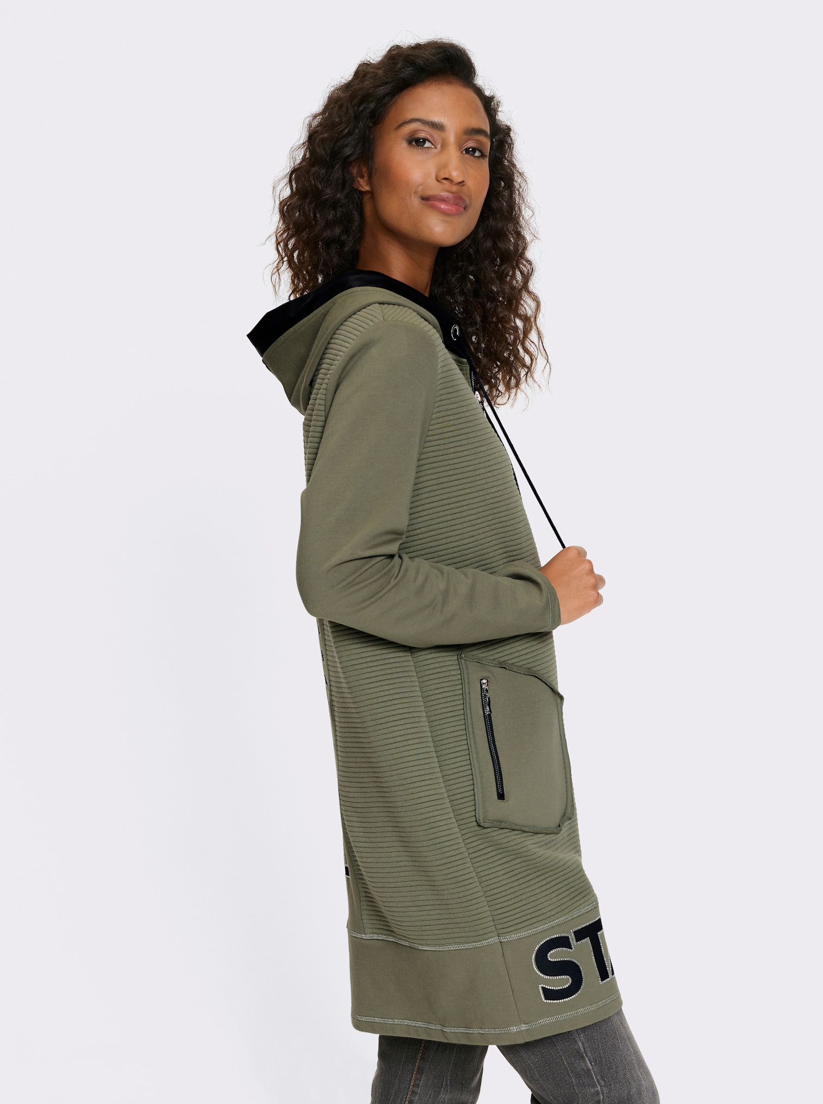 heine Shirtjacke mit 2-Wege-Zipper - khaki