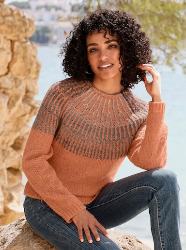 heine Strickpullover mit Raglanärmeln - papaya-meliert