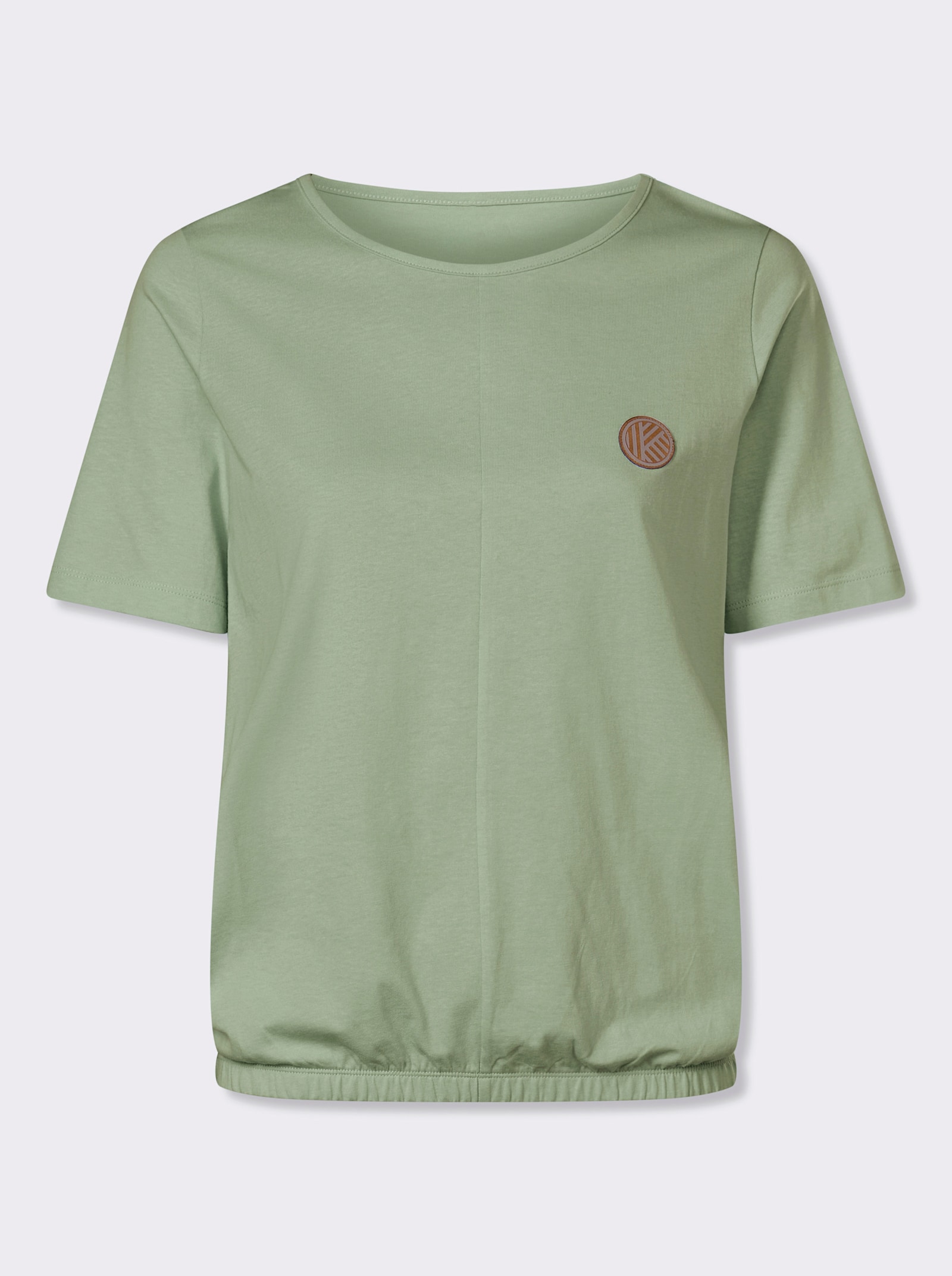 Kurzarmshirt mit elastischem Saum - eucalyptus