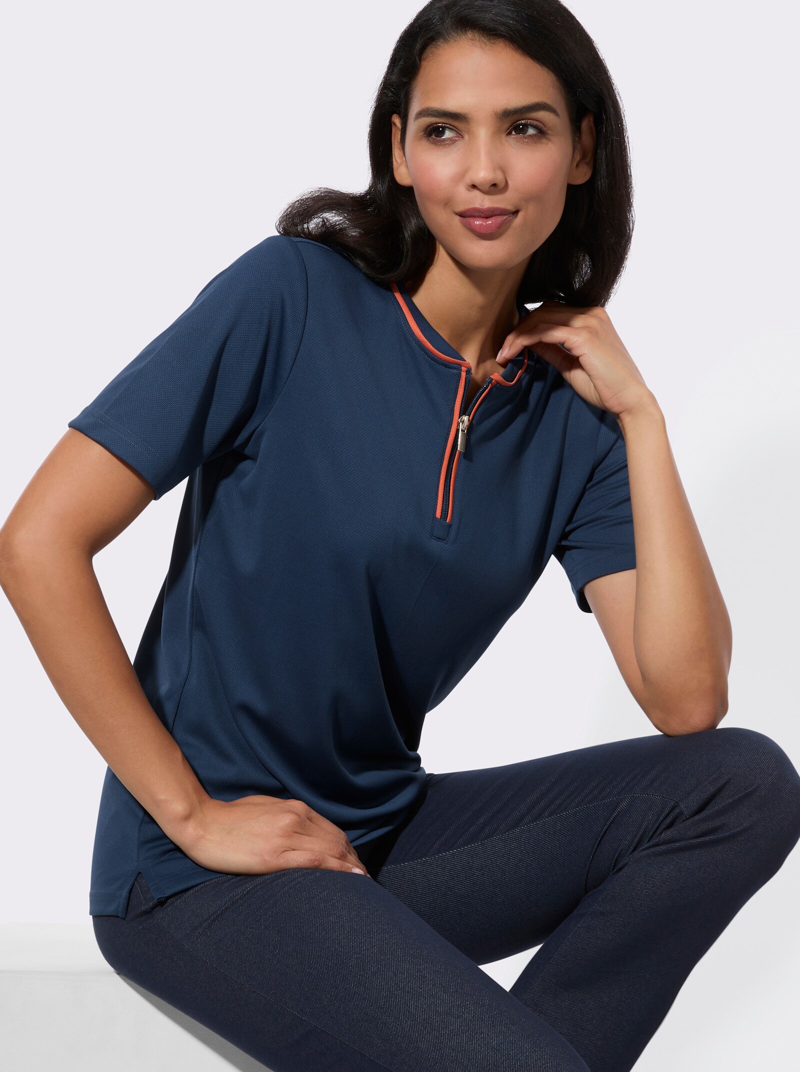 Funktionsshirt in atmungsaktiver Qualität - dunkelblau