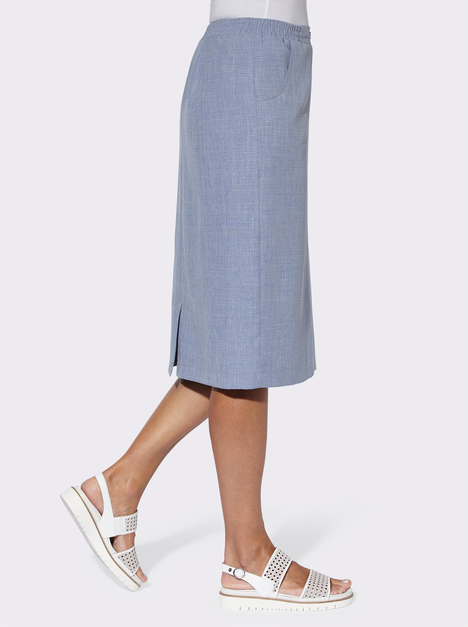 Schlupfrock in Leinen-Optik - taubenblau-meliert