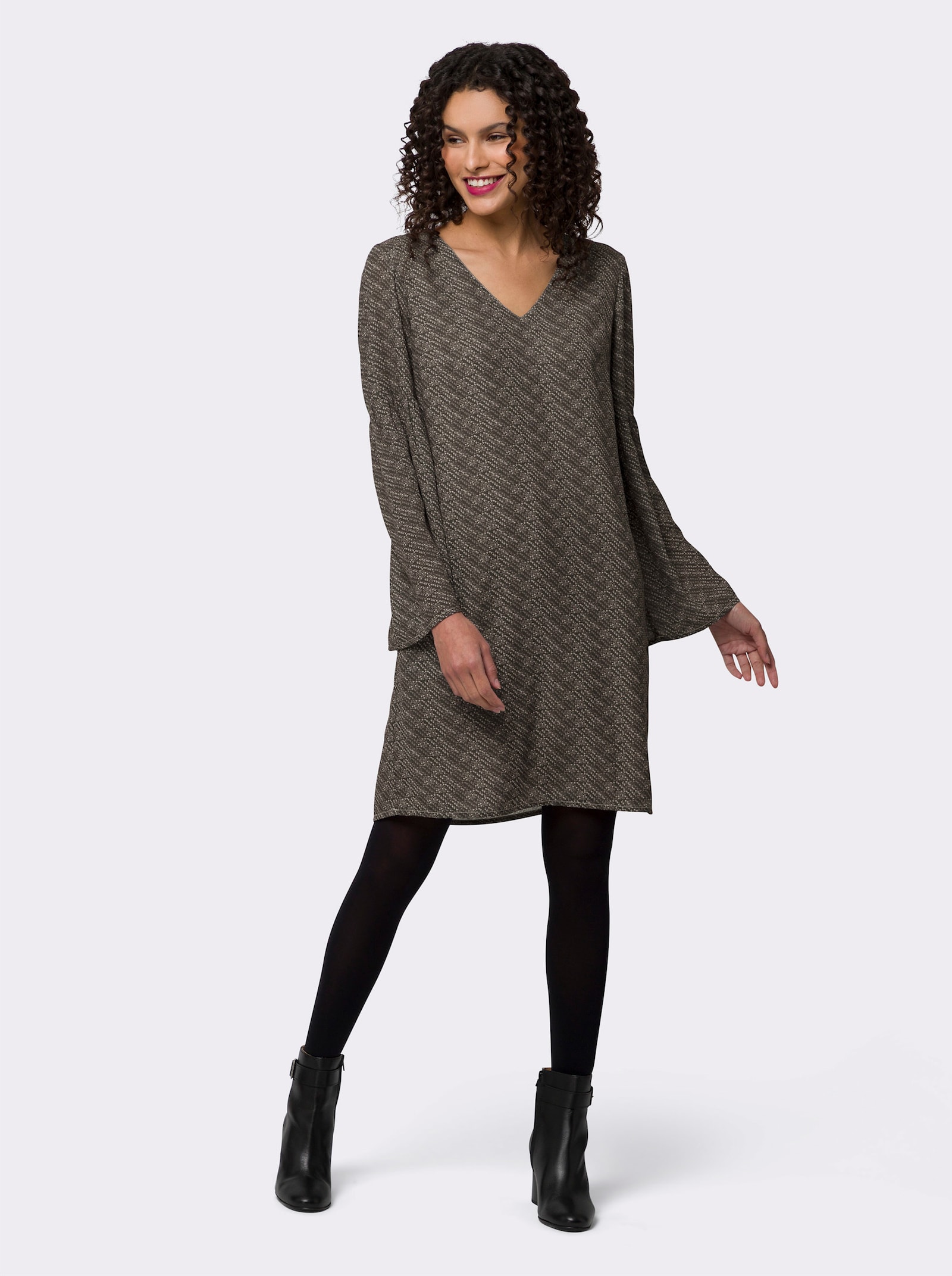 heine Robe tissée avec motif à carreaux - graphite-sésame imprimé