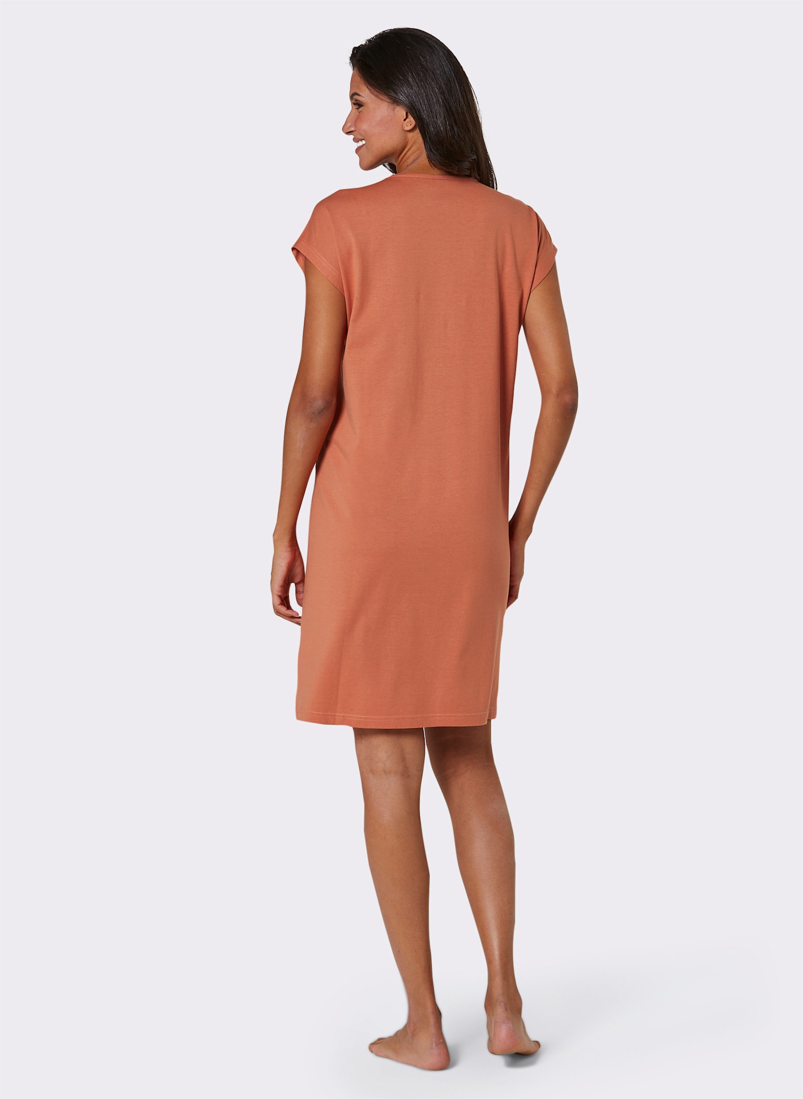 wäschepur Sleepshirts mit platziertem Druckmuster - bordeaux-bedruckt + papaya-bedruckt