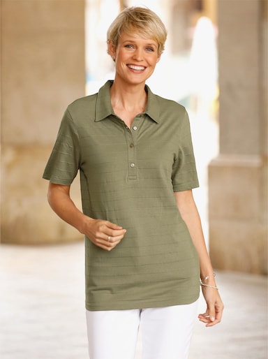 Poloshirt mit kurzer Knopfleiste - khaki