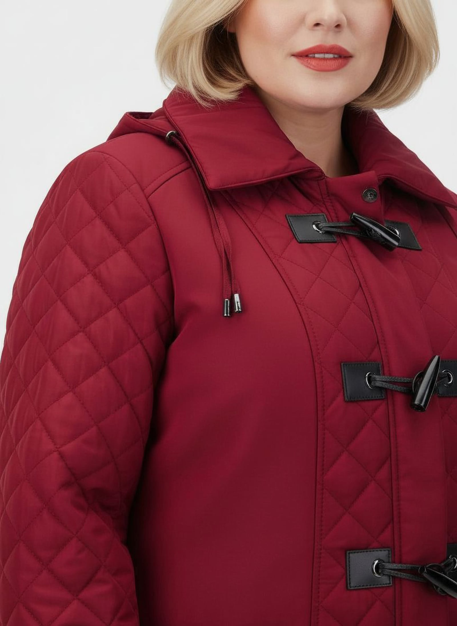 Steppjacke mit aufgesetzten Pattentaschen - dunkelrot