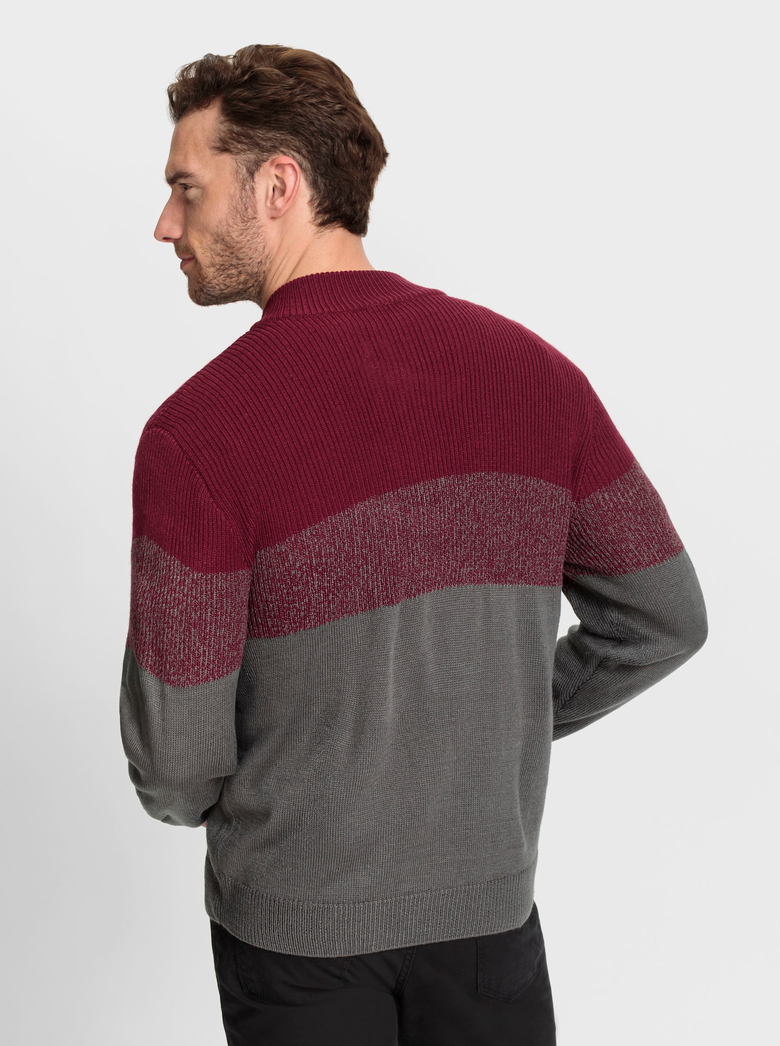 Catamaran Pletený kabátek se zapínáním na zip, snadná údržba - antracitová-tmavěčervená