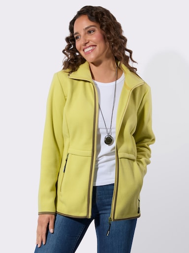Fleecejacke mit Kontrast-Paspeln - lindgrün