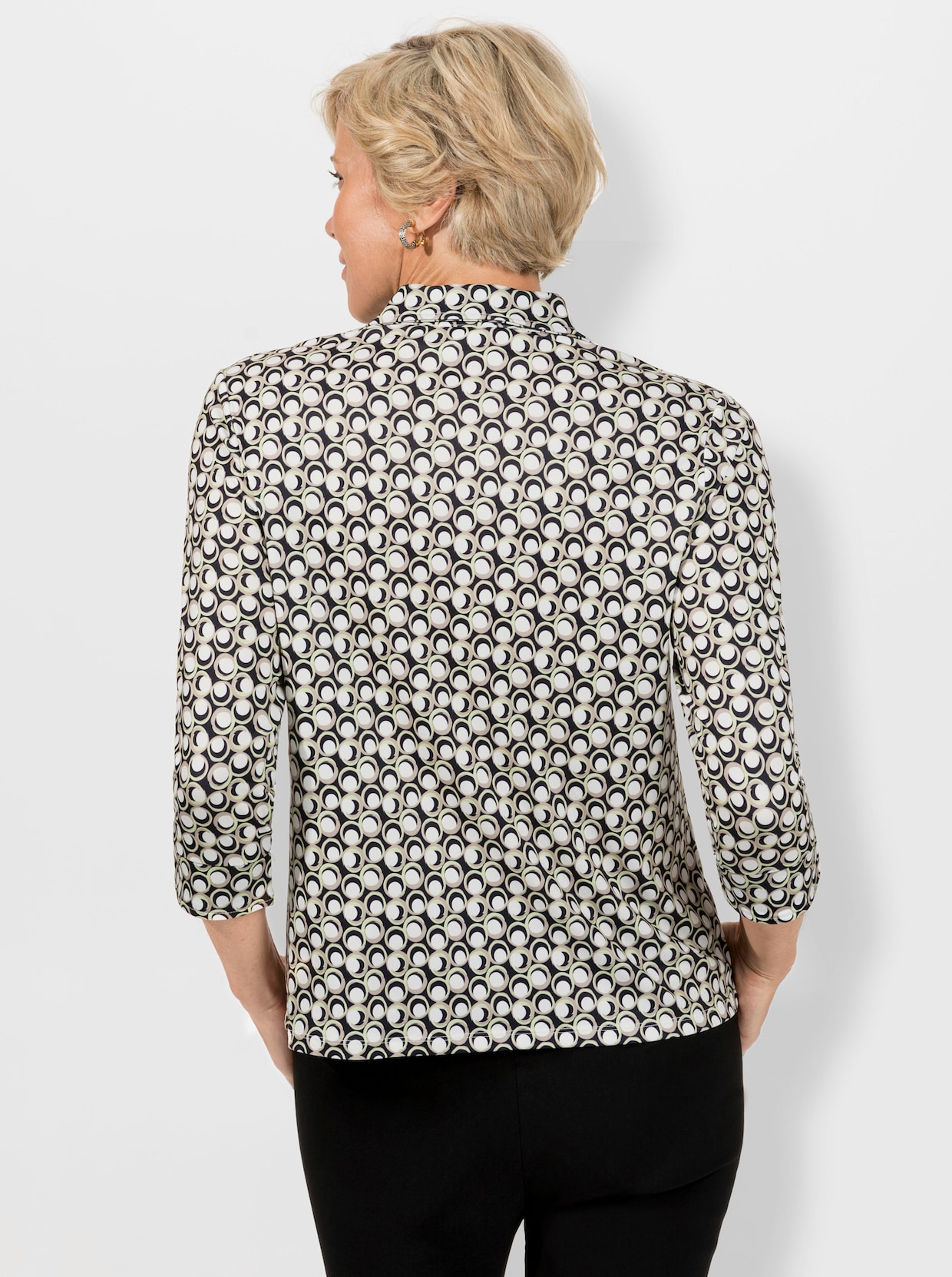 Jerseyblouse - pistazie/marine geprint