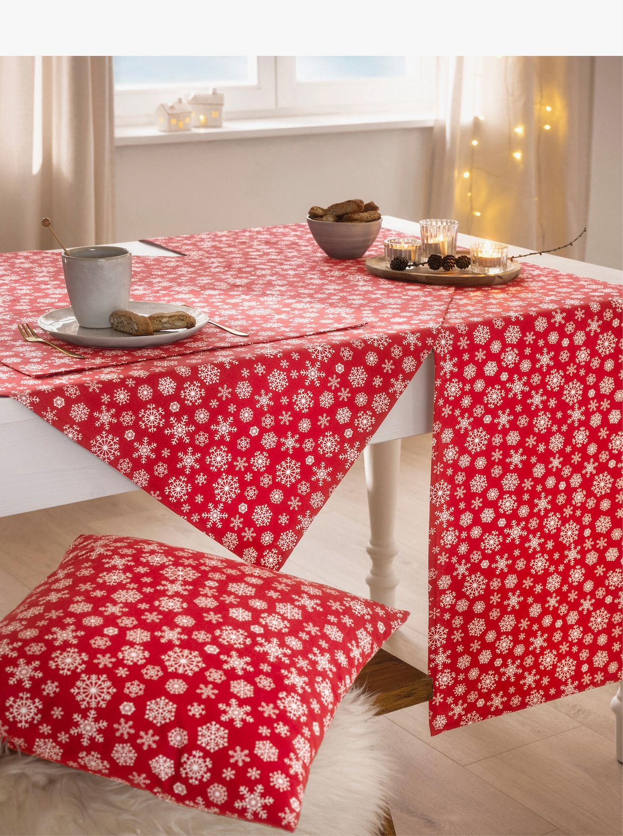 Tischdecke - rot-weiss-bedruckt
