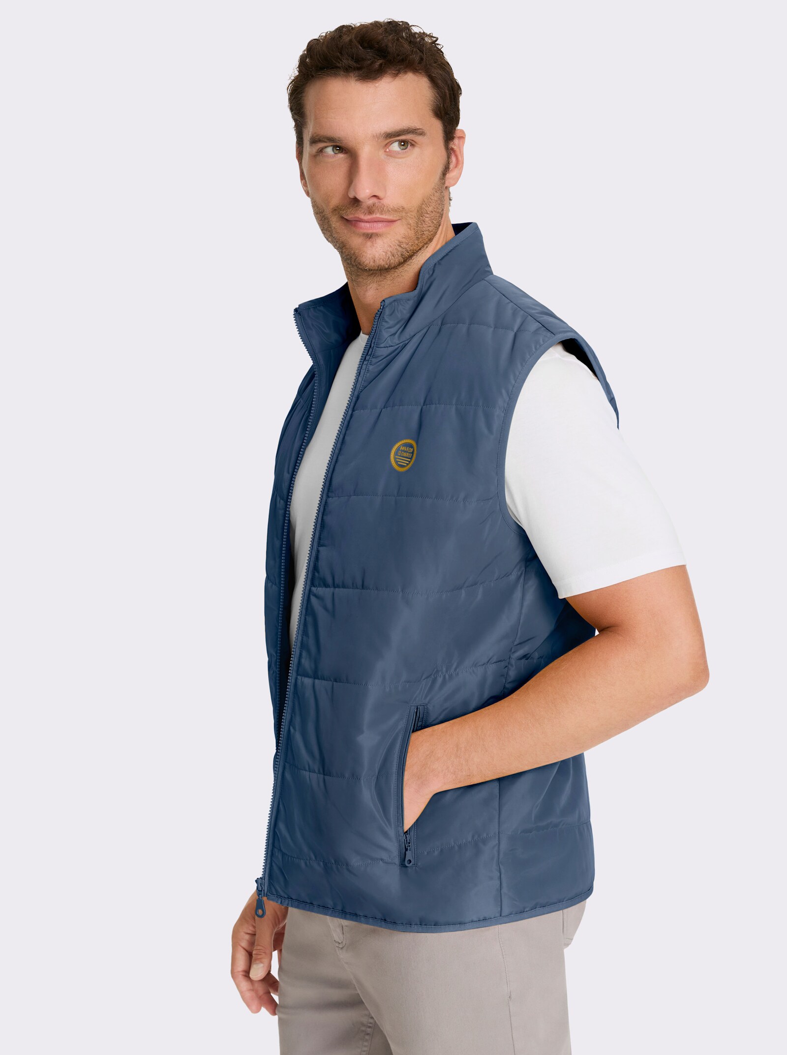Marco Donati Bodywarmer met elastische paspel aan de zoom - donkerblauw