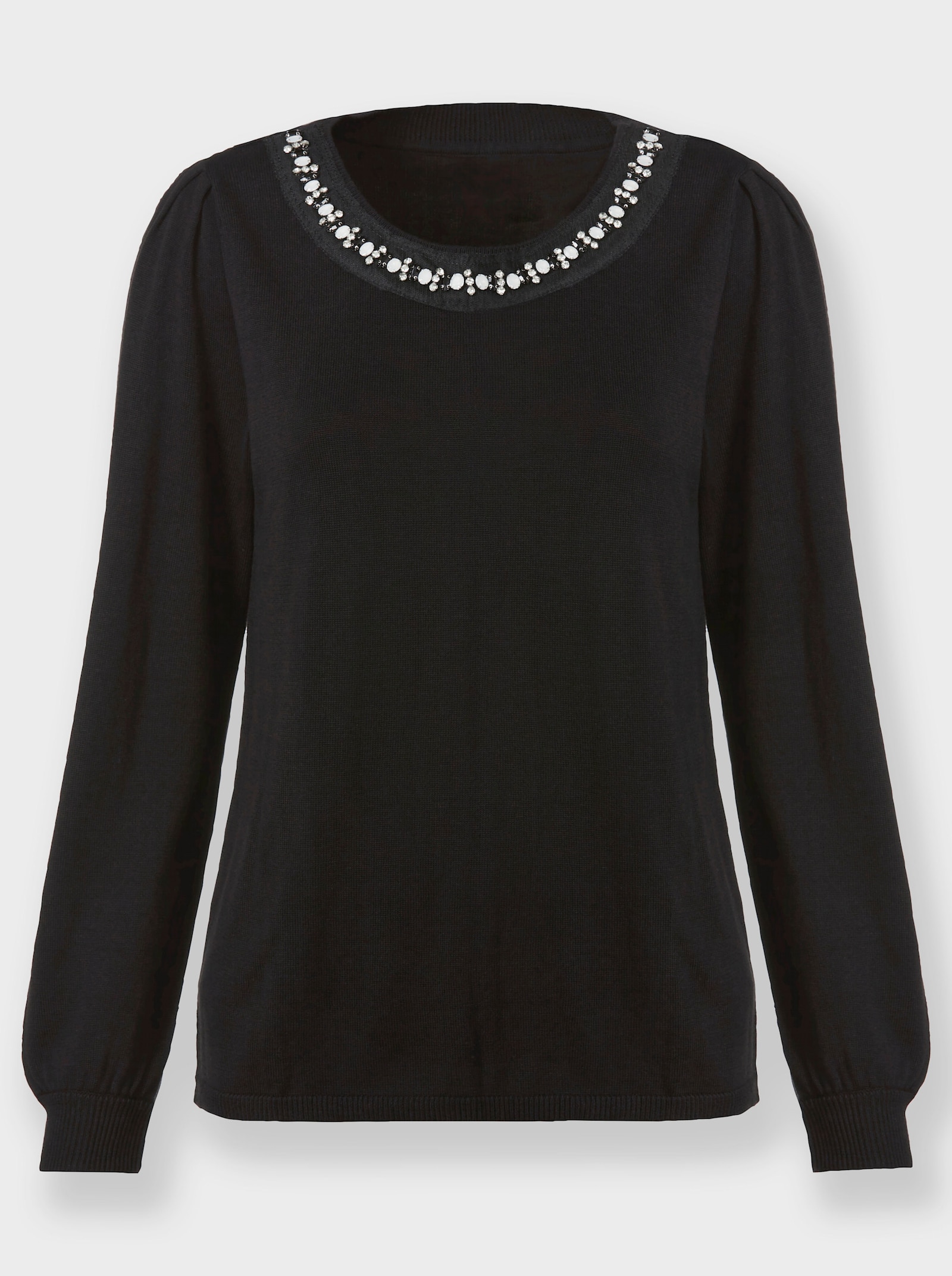 heine Pullover van fijntricot met glittersteentjes - zwart