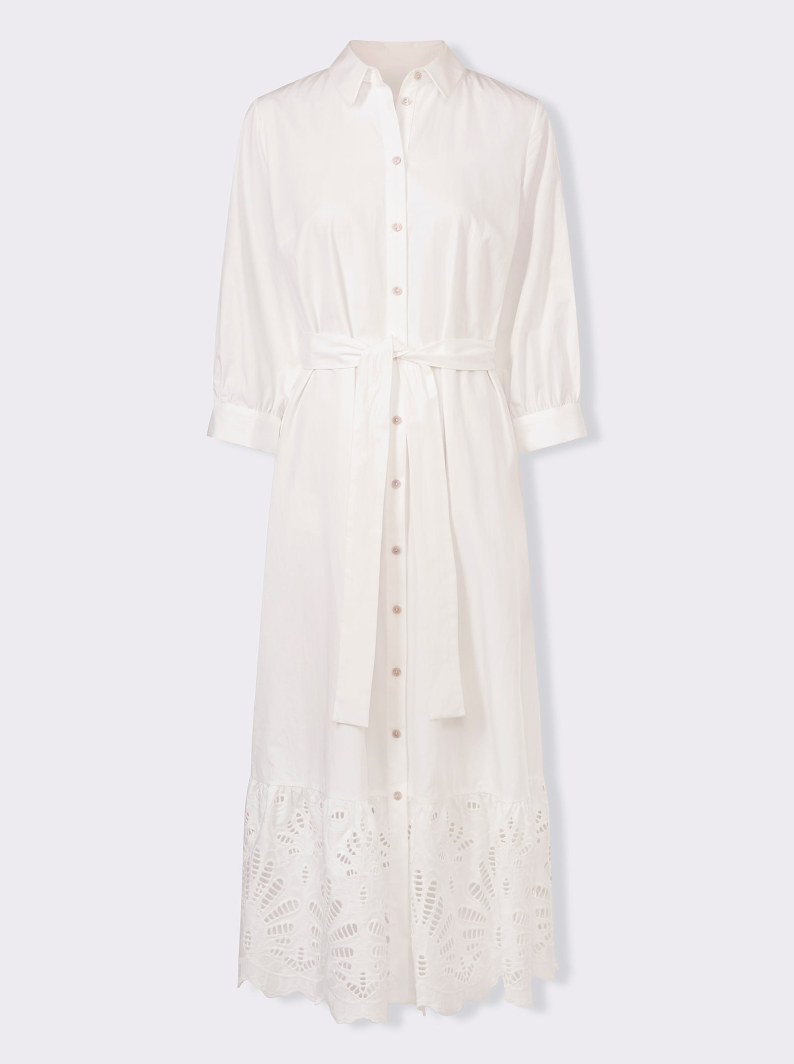 heine Baumwollkleid mit Lochspitze - ecru