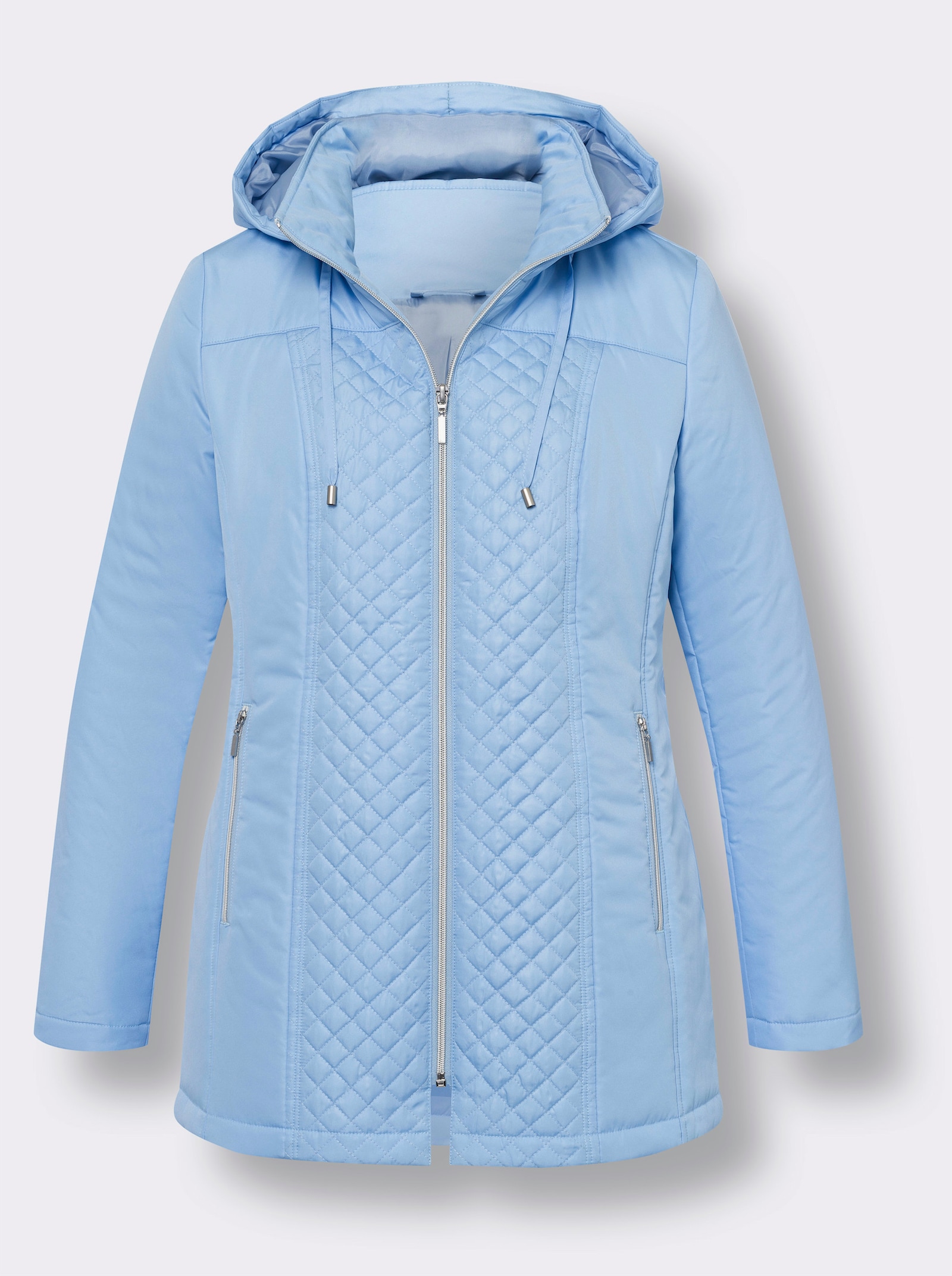 Gewatteerde jas met ruitstiksel - ijsblauw