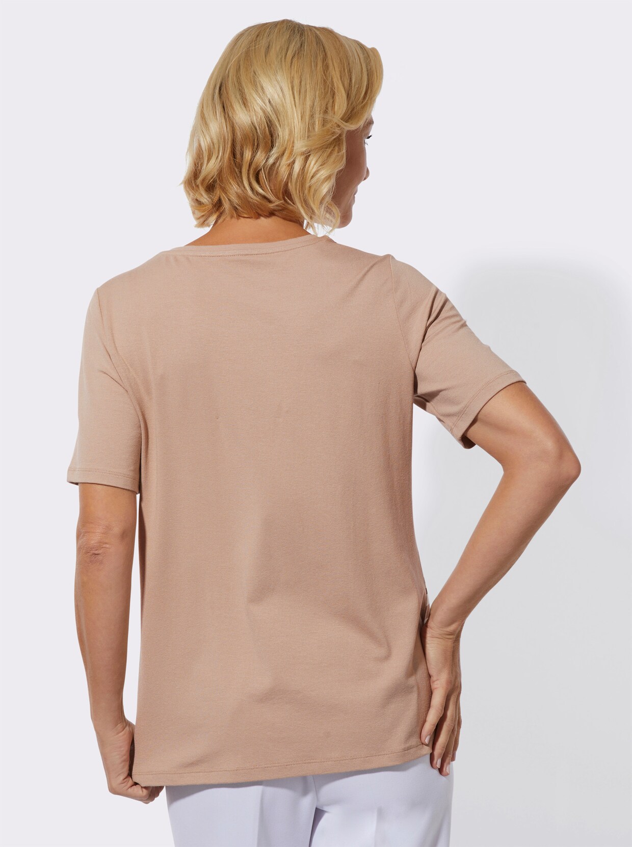 Rundhalsshirt - sesam-ecru-bedruckt