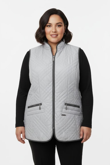 Steppweste mit Reißverschluss-Taschen - hellgrau