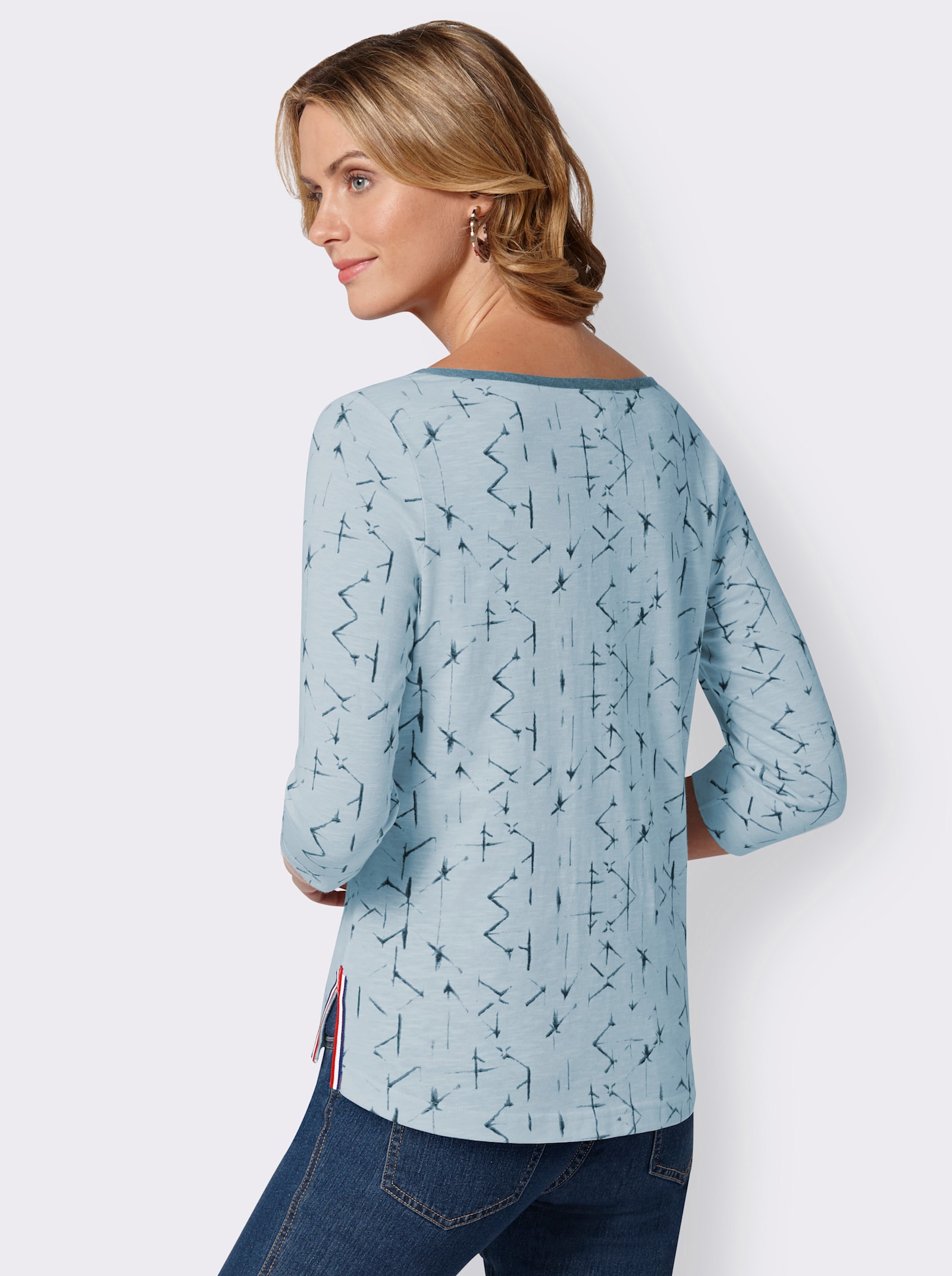 Shirt met print, van puur katoen - blauw geprint