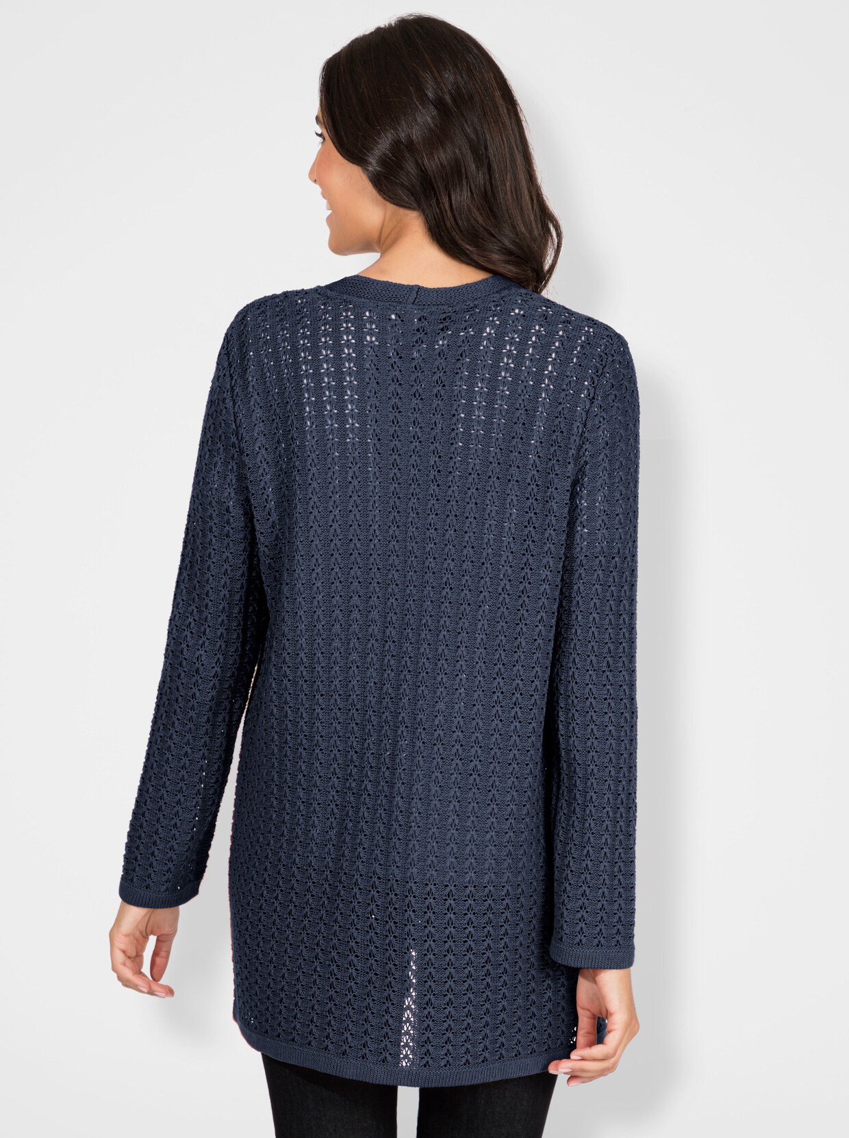 Ajourstrickjacke - rauchblau
