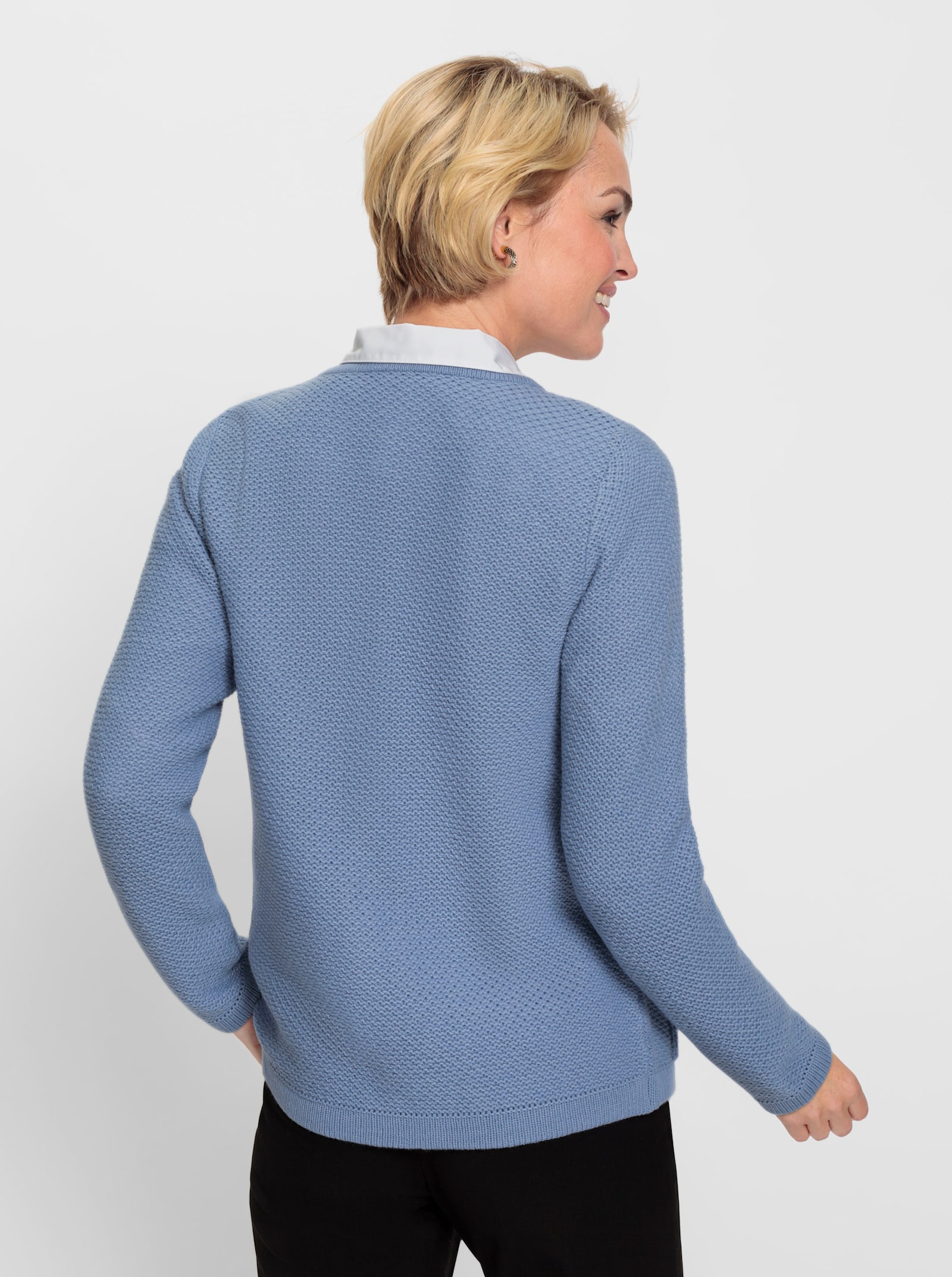 Strickjacke mit V-Ausschnitt - bleu