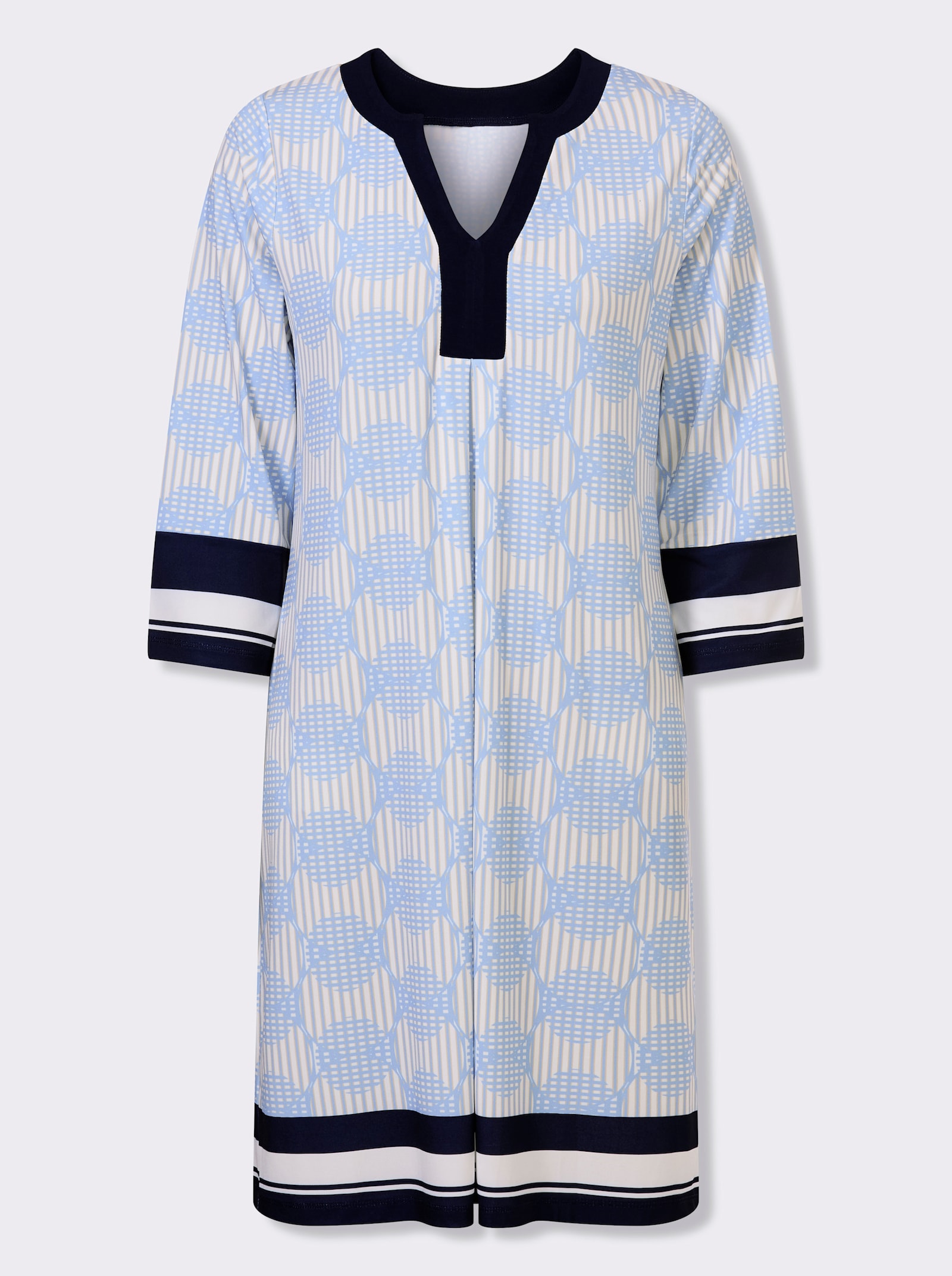 heine Jerseykleid mit abstraktem Dessin - eisblau-ecru-bedruckt