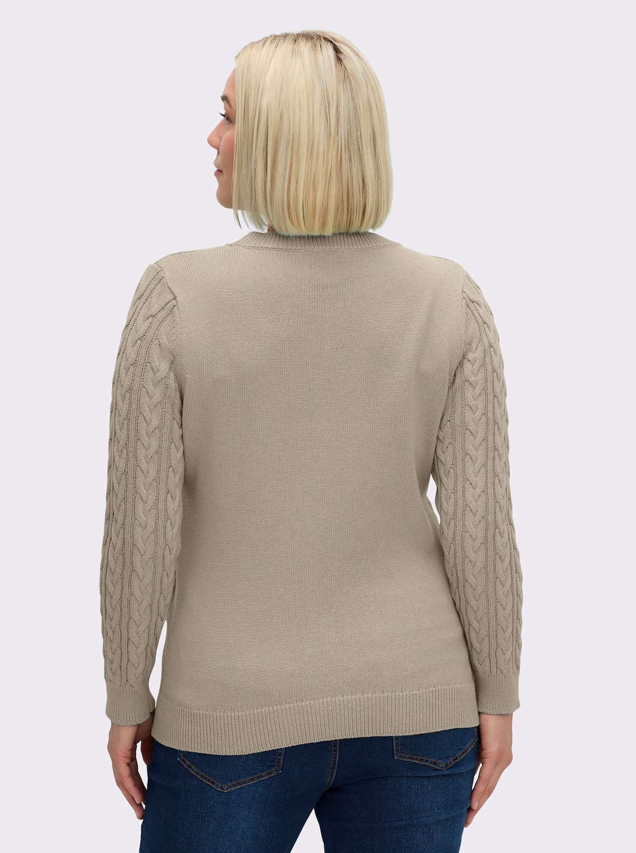 Strickpullover mit Zopfmuster - sand