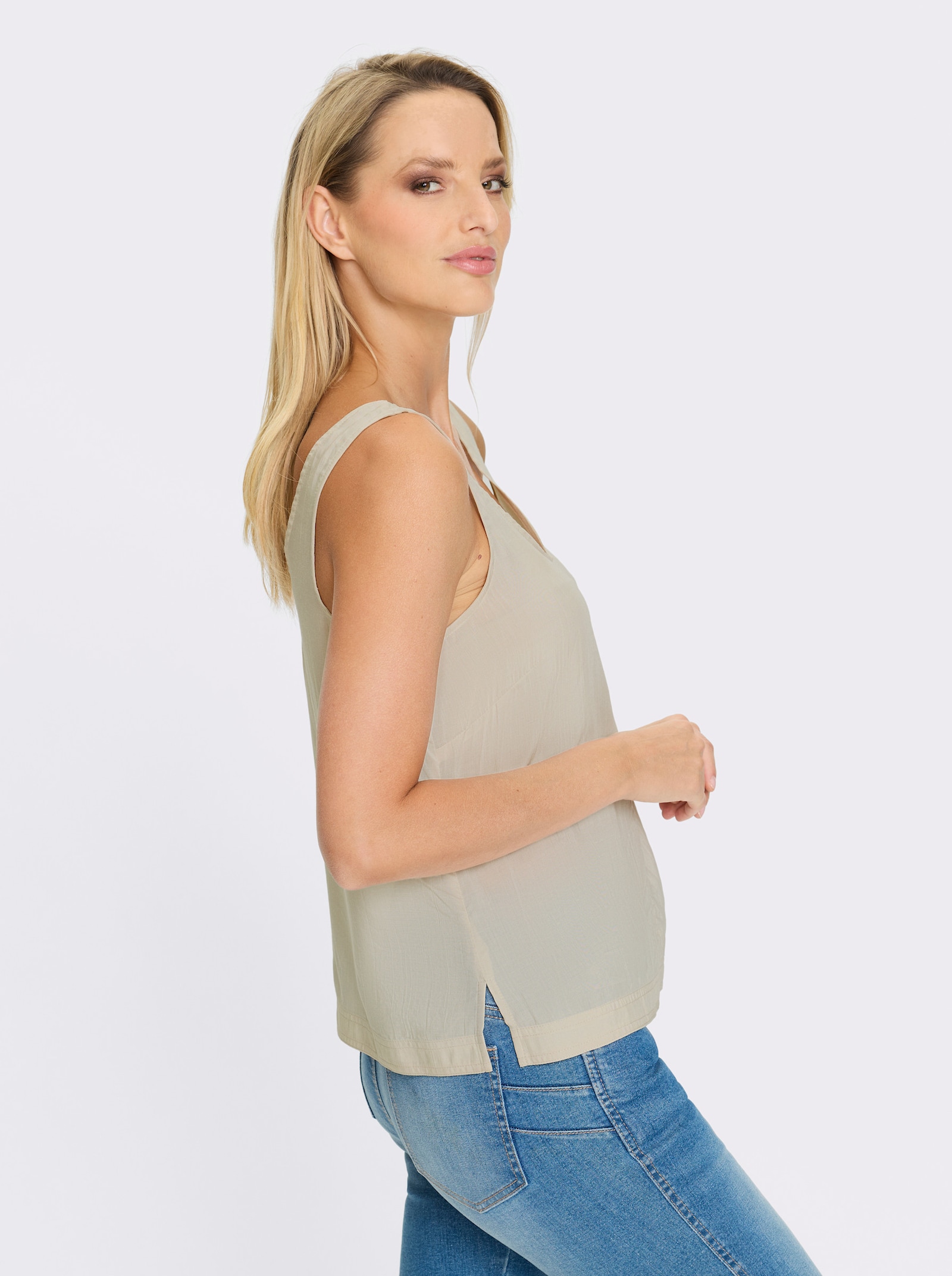 heine Blousetop licht transparant - zand