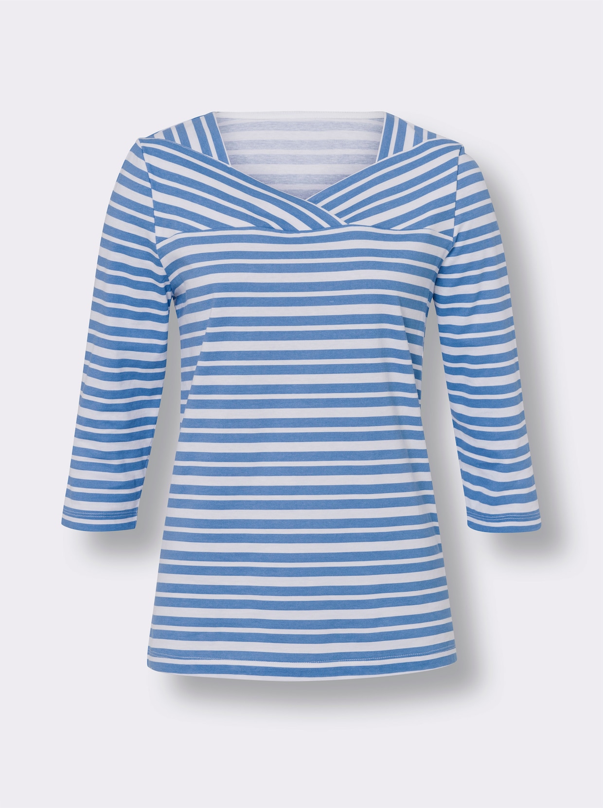 Streepjesshirt - middenblauw/wit gestreept