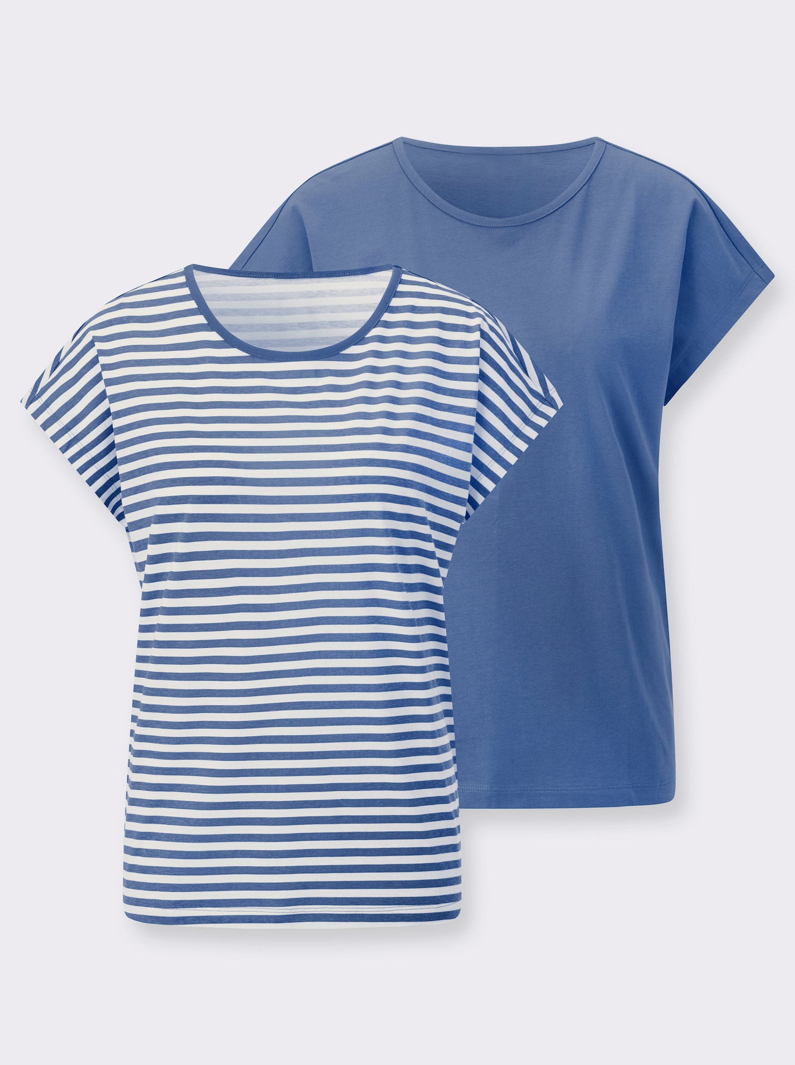 Shirt-Set mit überschnittenen Schultern - jeansblau