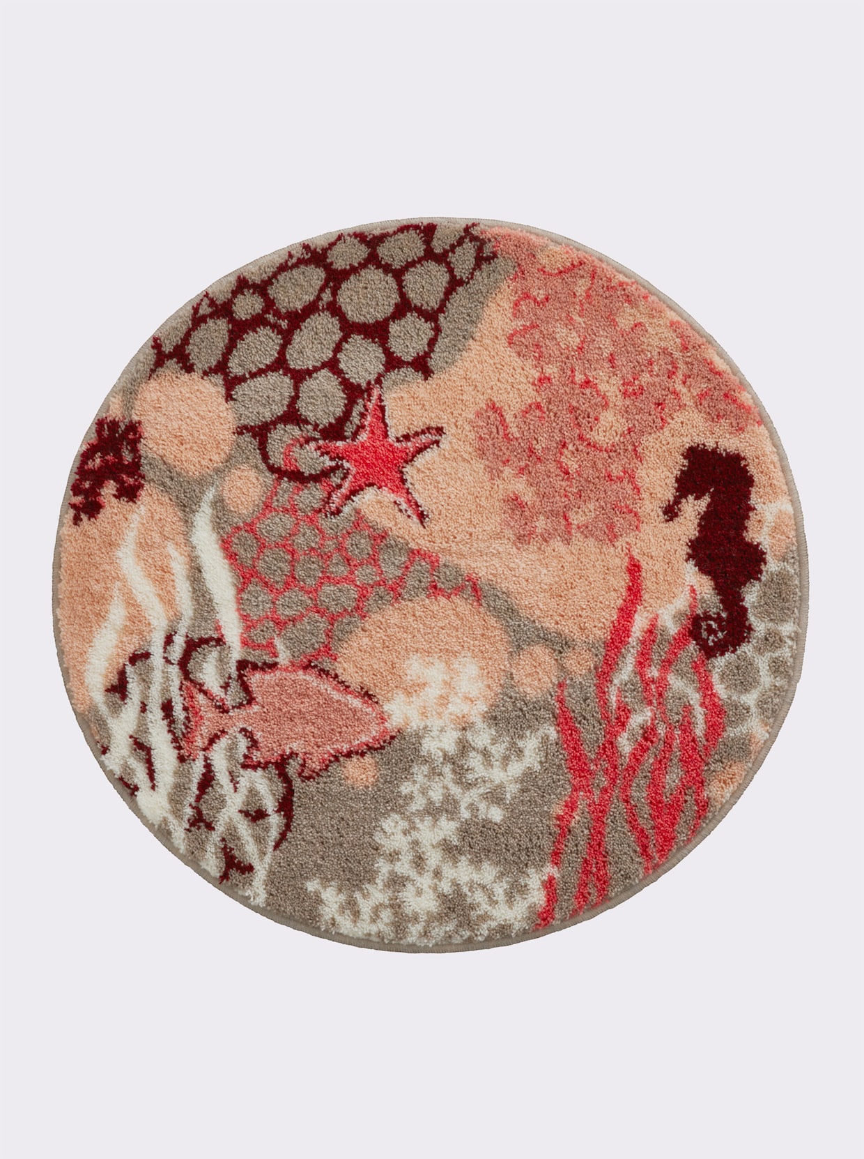 Grund Tapis de bain - taupe-corail à motifs