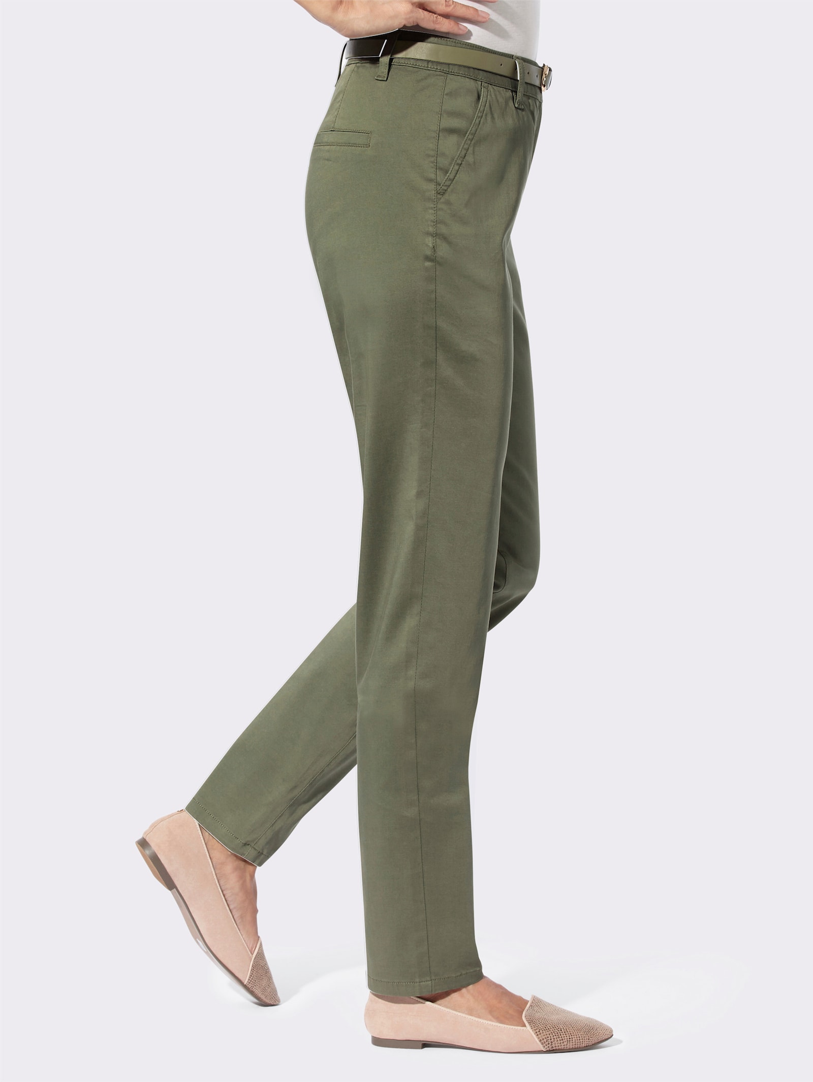 Chinohose inklusive Gürtel - khaki