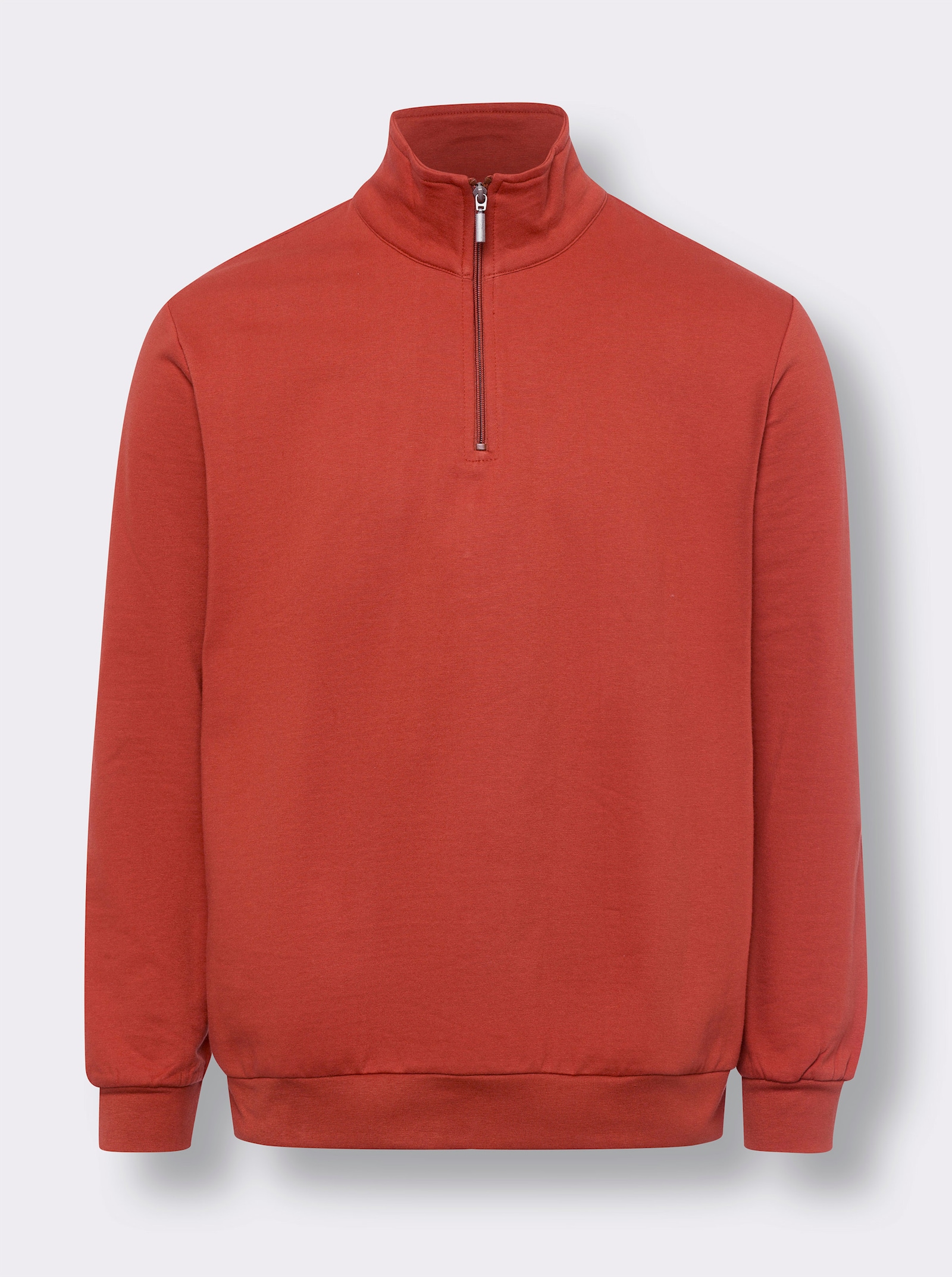 Sweatshirt mit Troyerkragen - rostrot