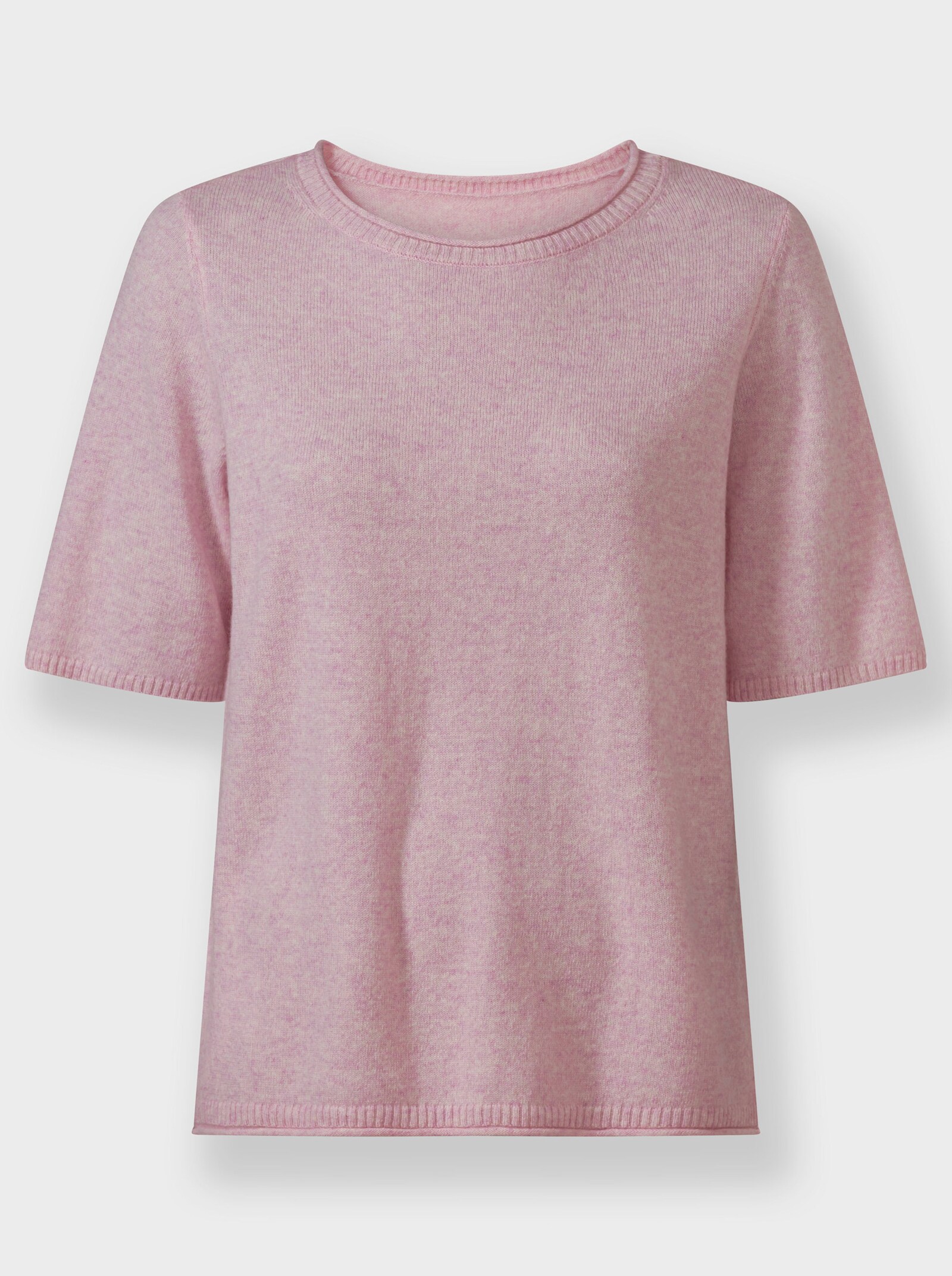 Feinstrickpullover mit Kaschmir - rosé-meliert