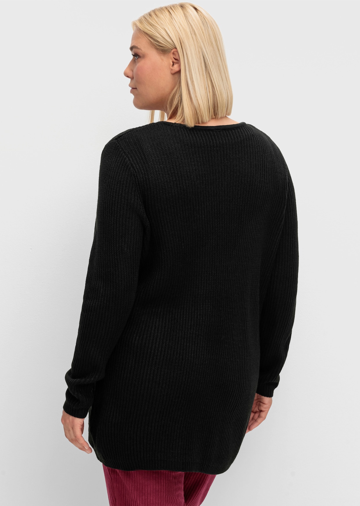 Strickjacke mit gerippten Abschlüssen - schwarz