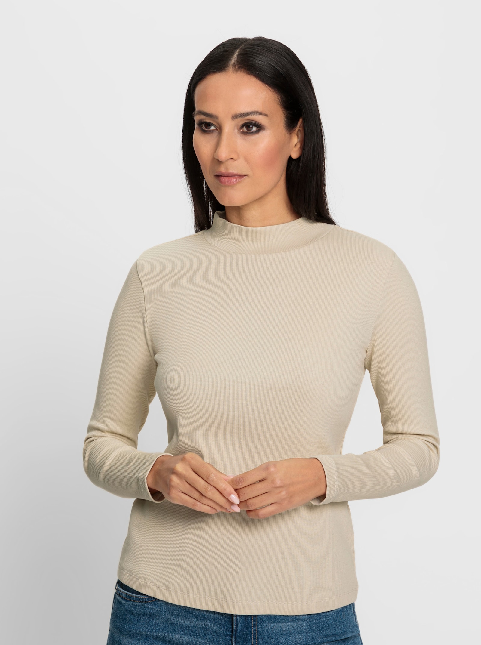 heine T-shirt à manches longues à la structure côtelée - sable