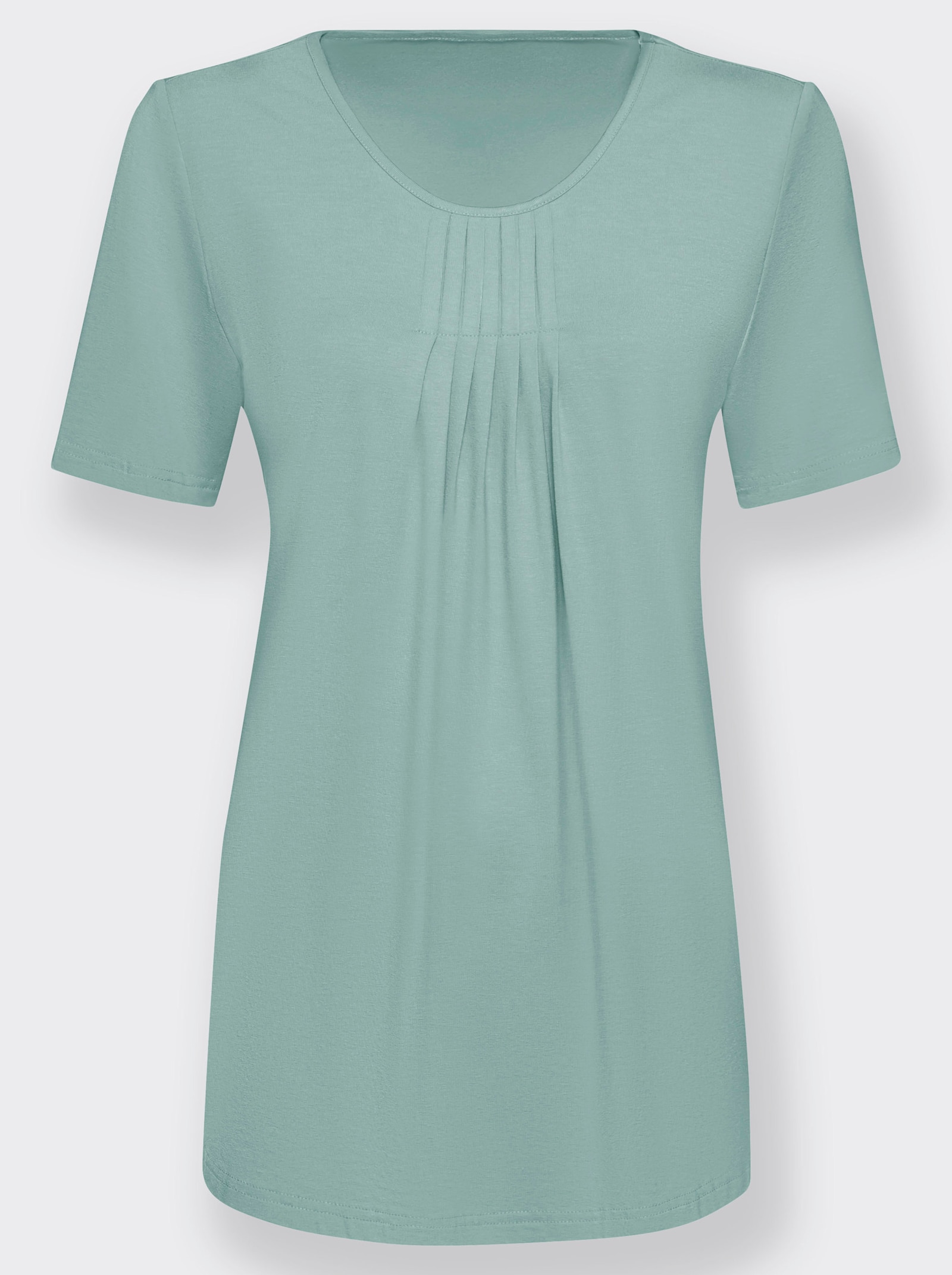 Rundhalsshirt in A-Form mit Falten - mint