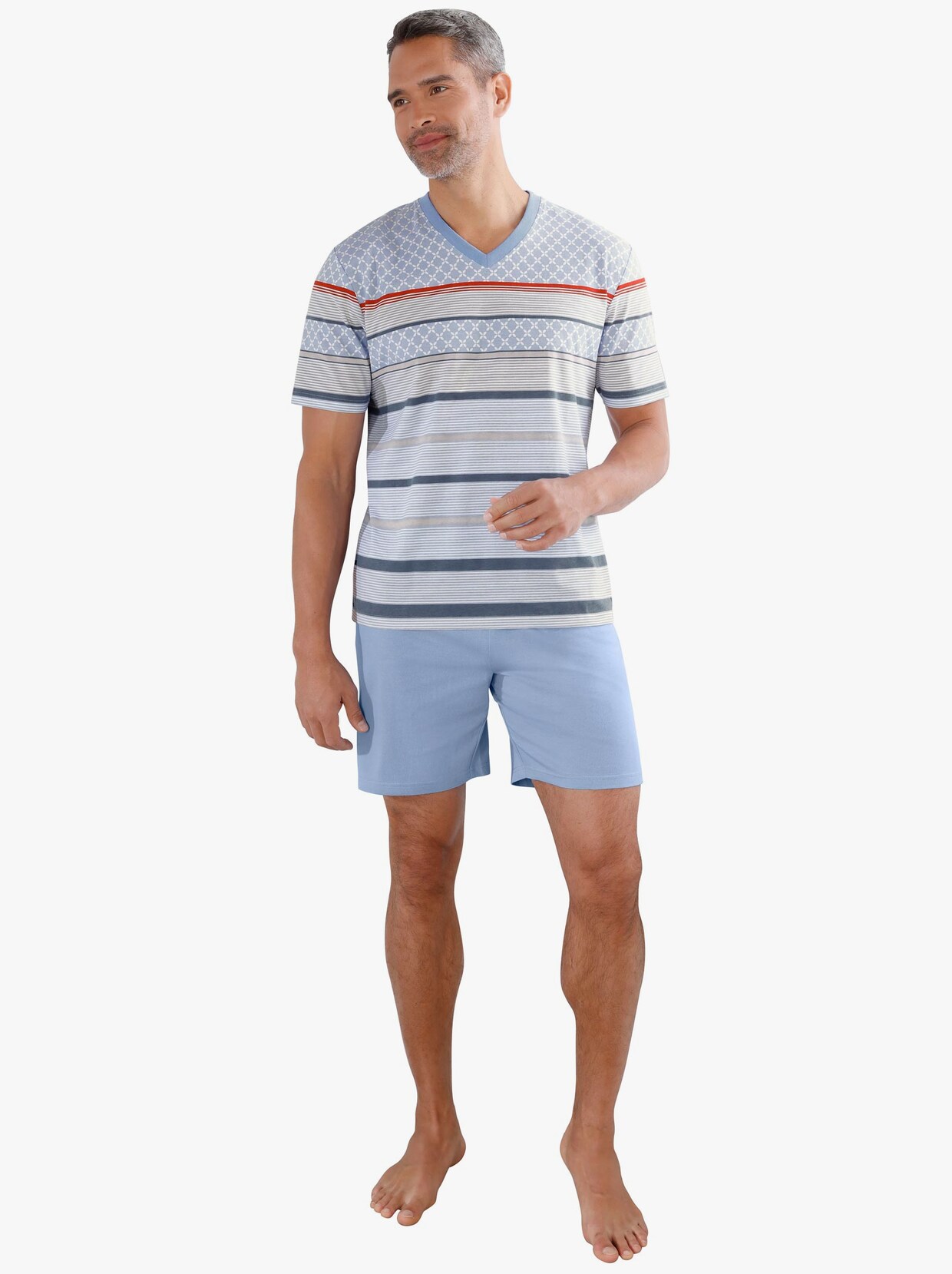 Pyjamas - blekblå-stengrå-med tryck