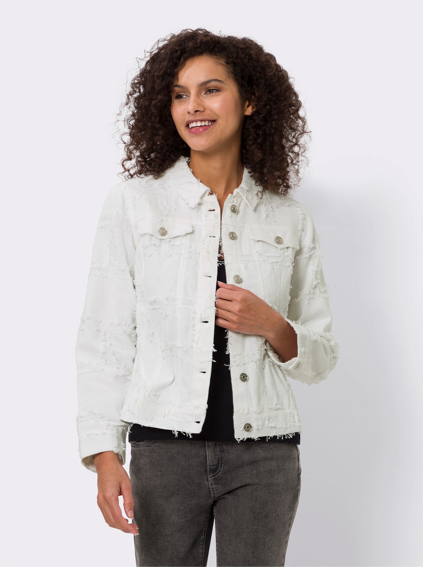 heine Tussenjack van boucléstof - ecru