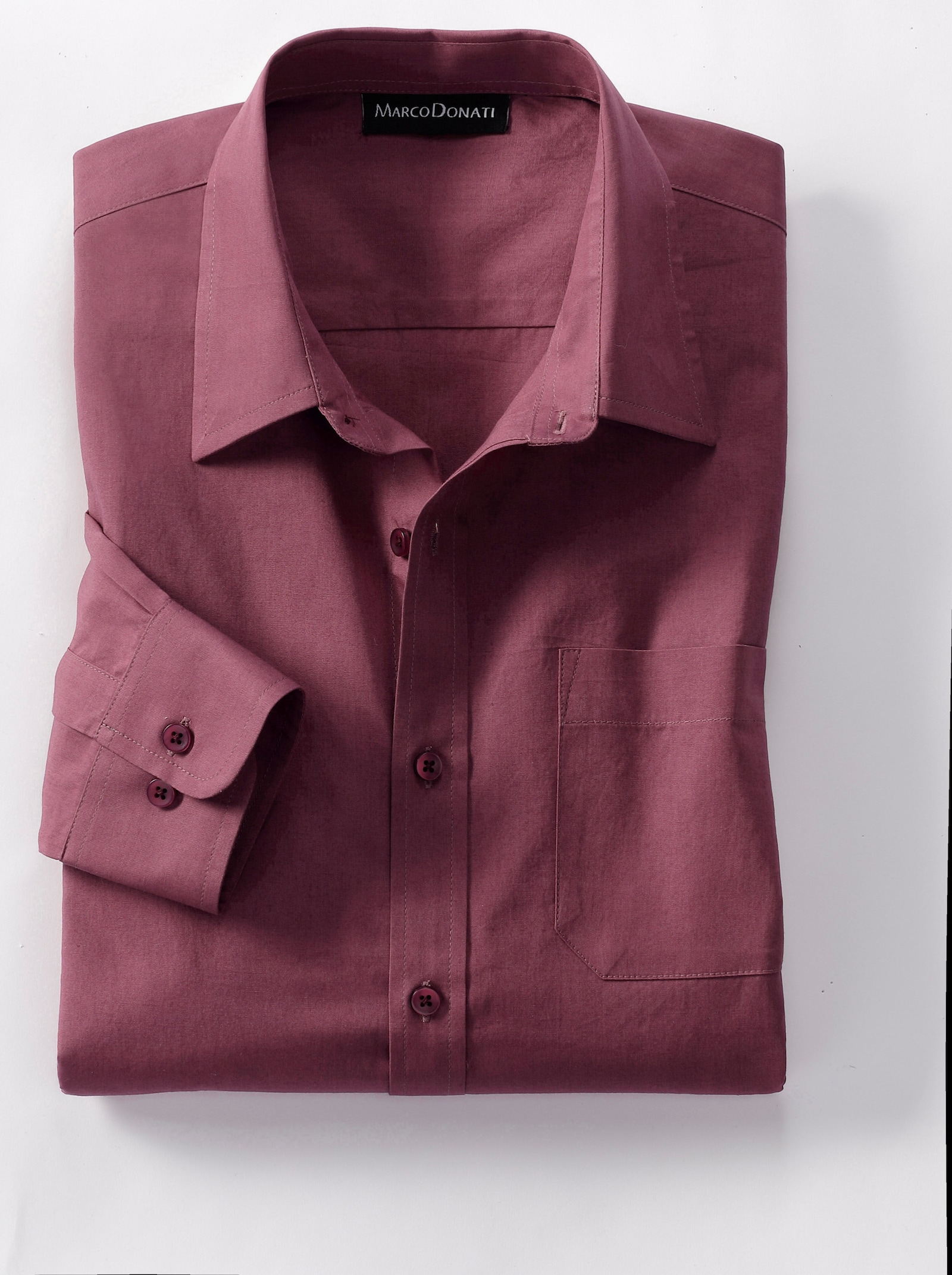Marco Donati Langarmhemd in bügelfreier Qualität - burgund