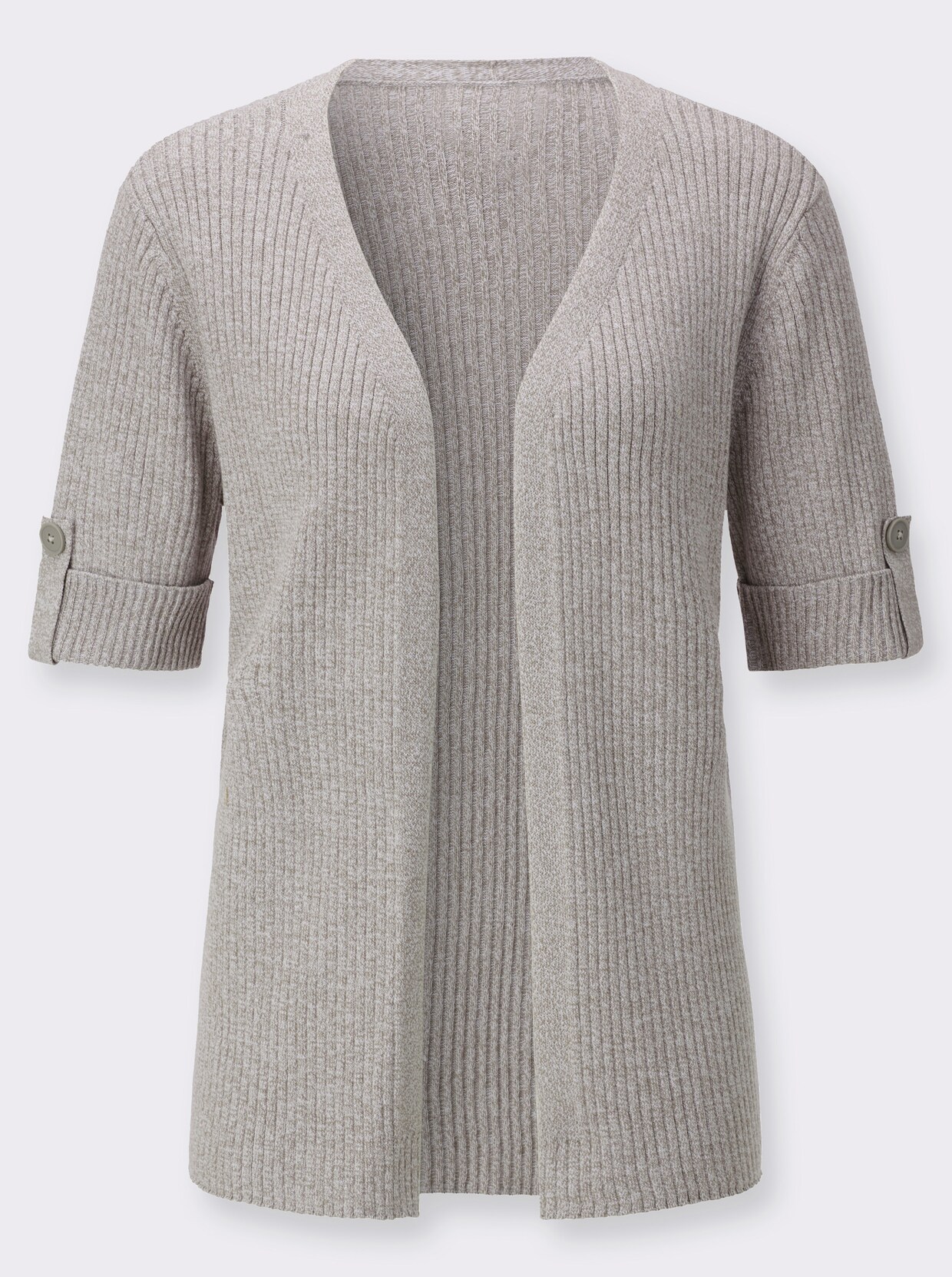 Strickjacke - taupe-weiß-meliert