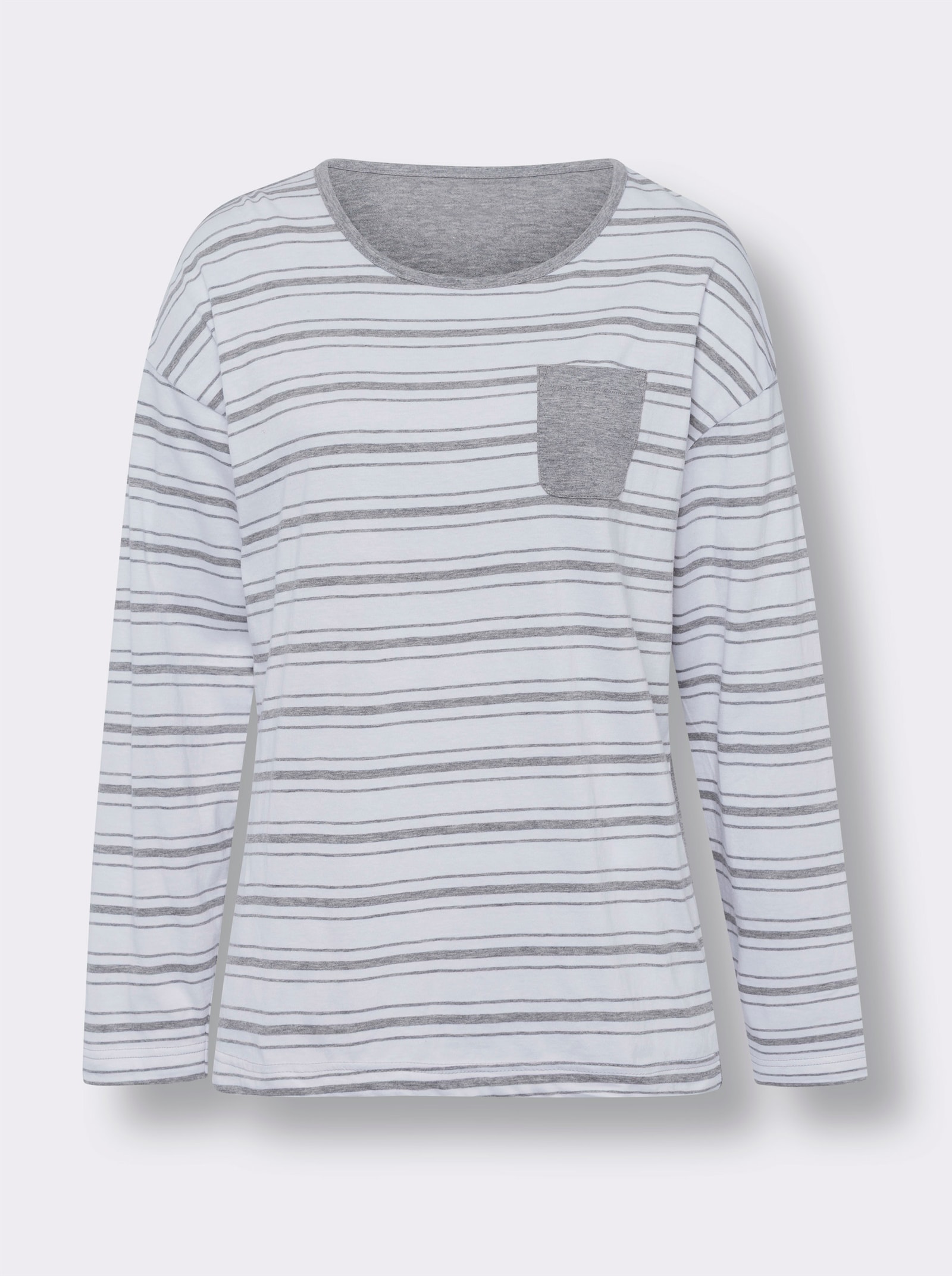 Pyžamo s proužkovaným vzorem - bílá-šedá-melír