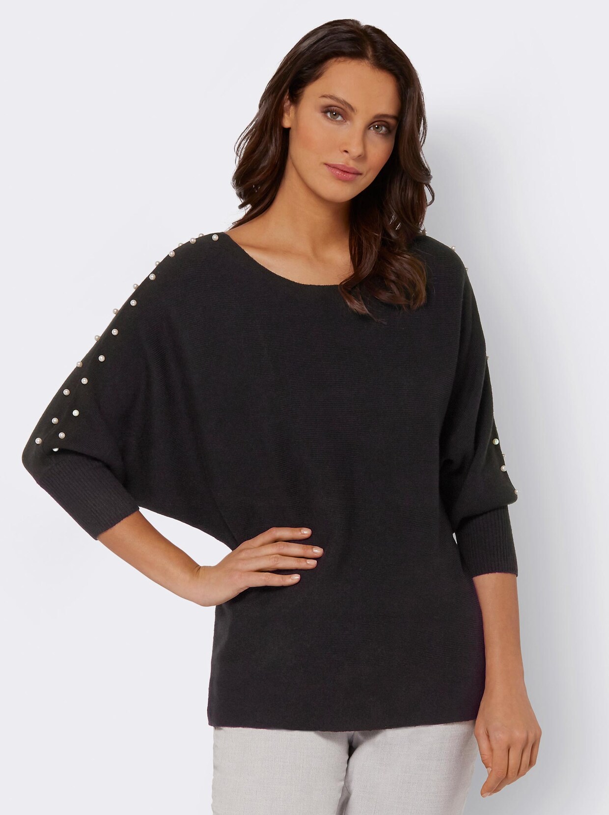 3/4 Arm-Pullover - schwarz