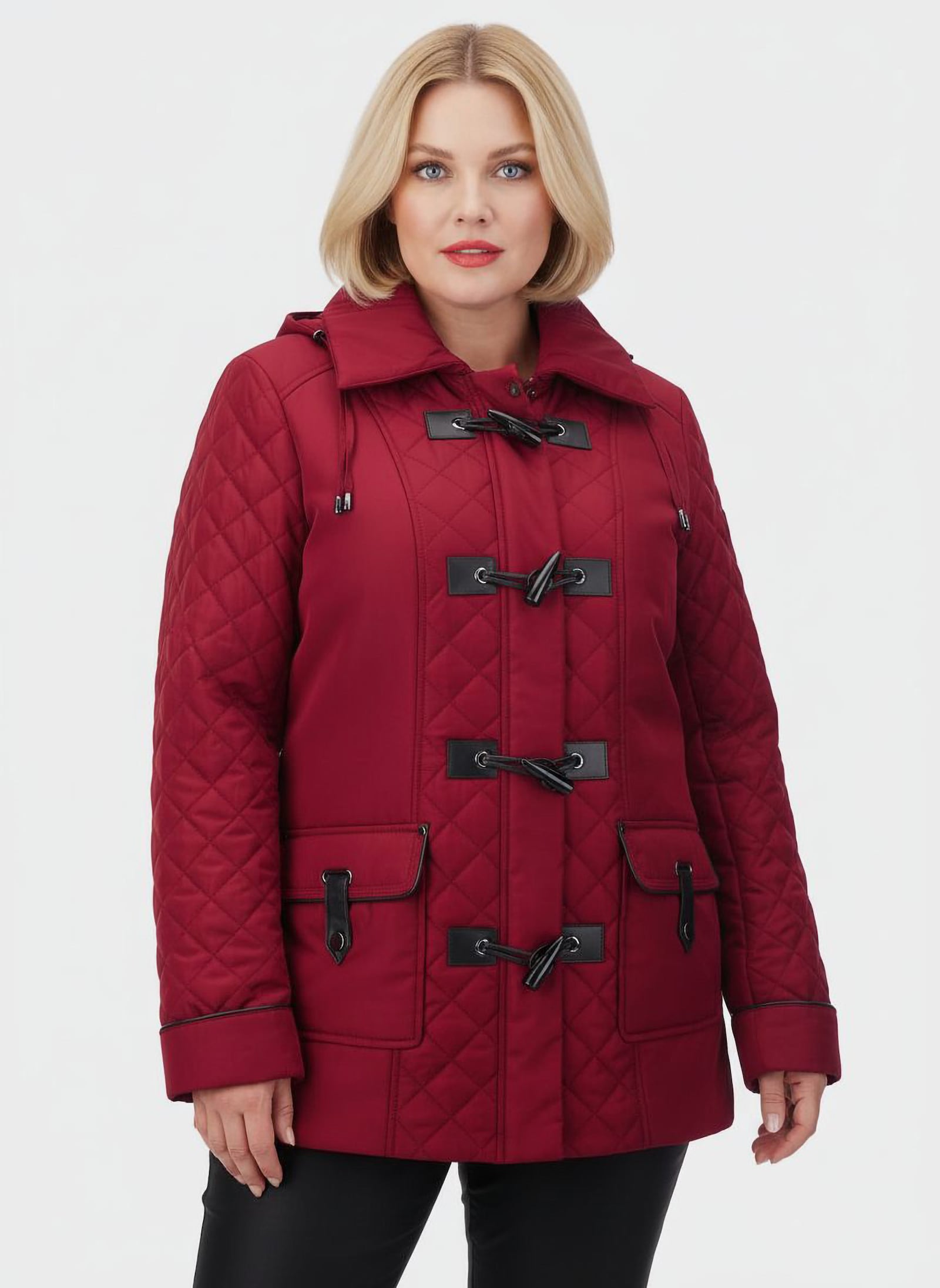 Steppjacke mit aufgesetzten Pattentaschen - dunkelrot