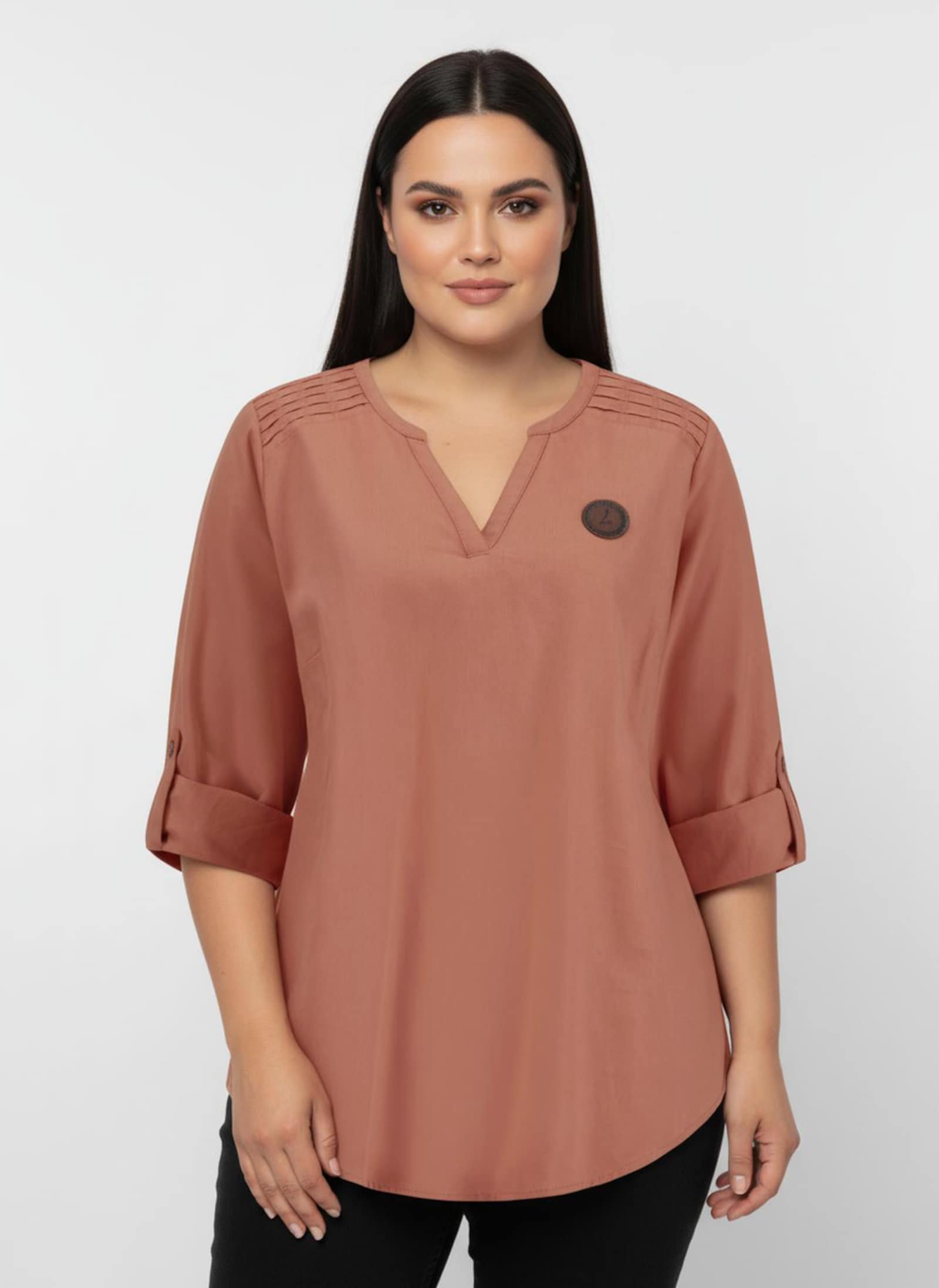 Jeanstunika mit Biesenverzierung - papaya