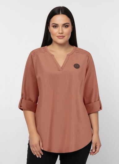 Jeanstunika mit Biesenverzierung - papaya