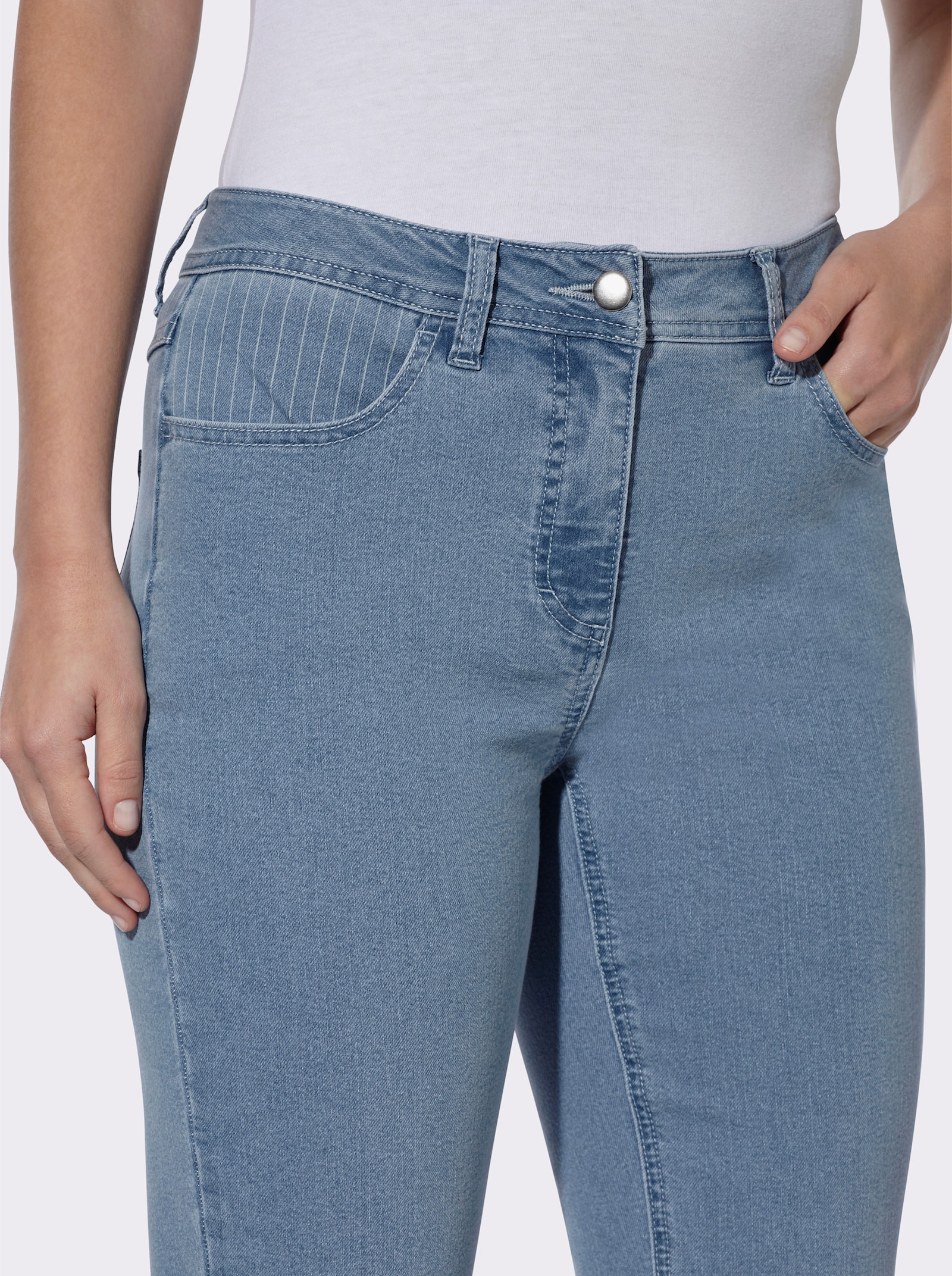 Jeans met gestreepte inzetten - blue-bleached