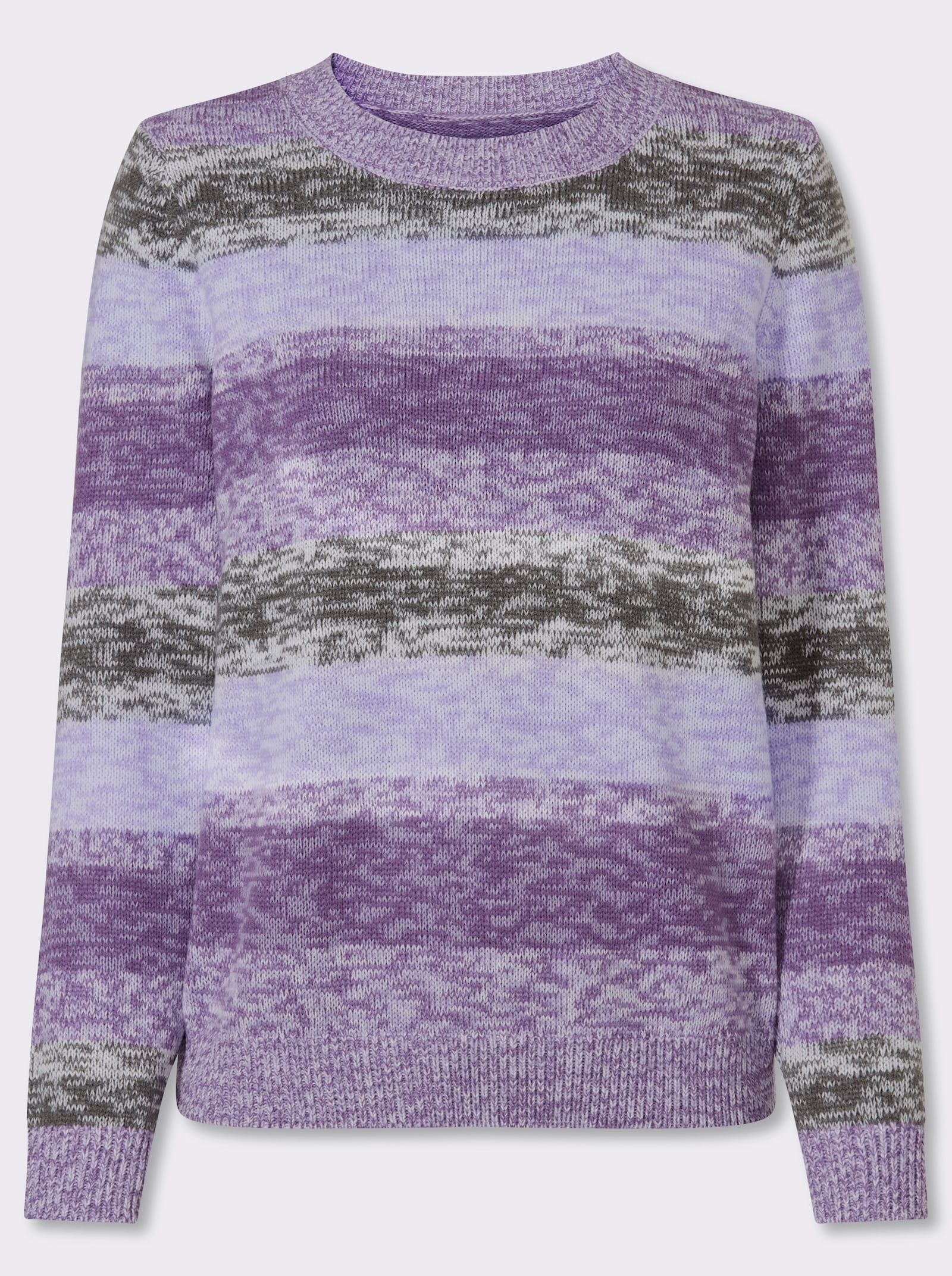 Rundhalspullover im Ringel-Dessin - lila-lavendel-gemustert