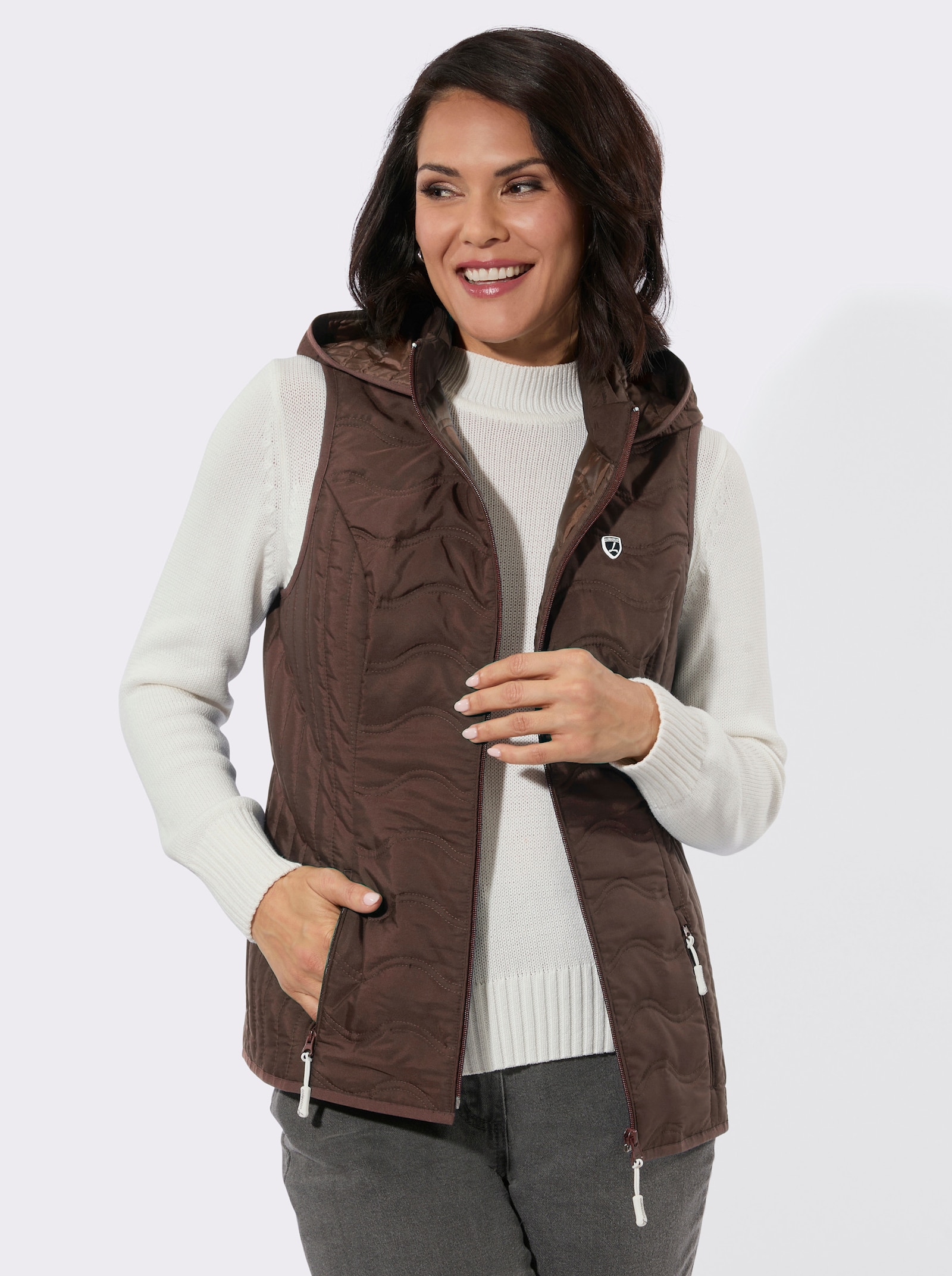 Steppweste mit verschiedener Steppung - schoko