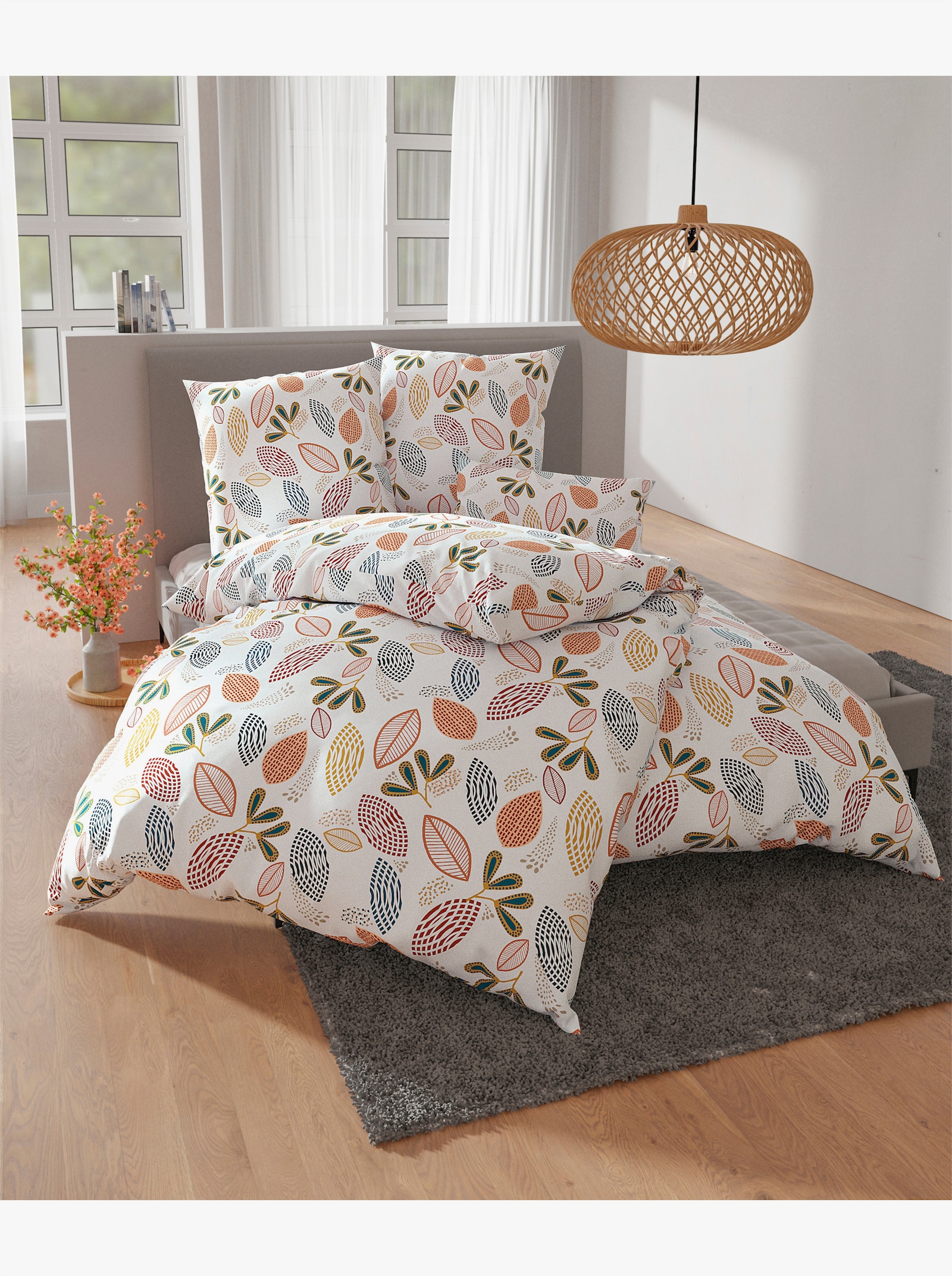 wäschepur Bettwäsche - ecru-papaya-bedruckt