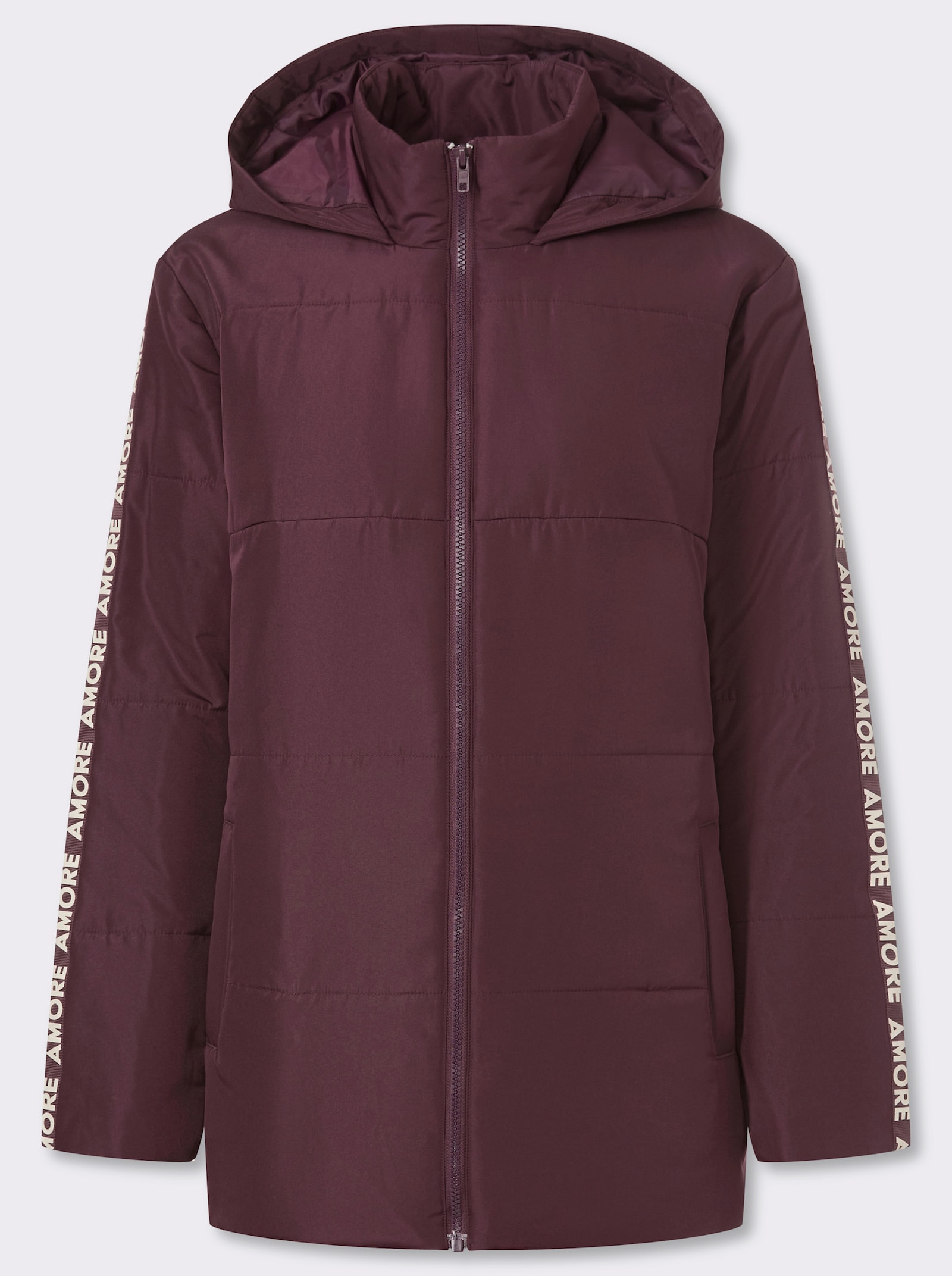 Steppjacke Zierband mit Schriftzug - burgund