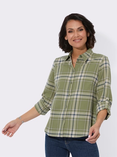 Flanellbluse im Karomuster - schilf-kariert