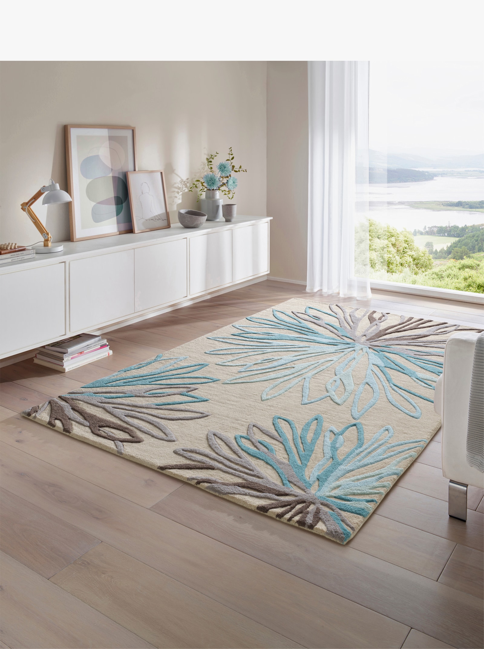 heine home Hochflorteppich - beige-türkis